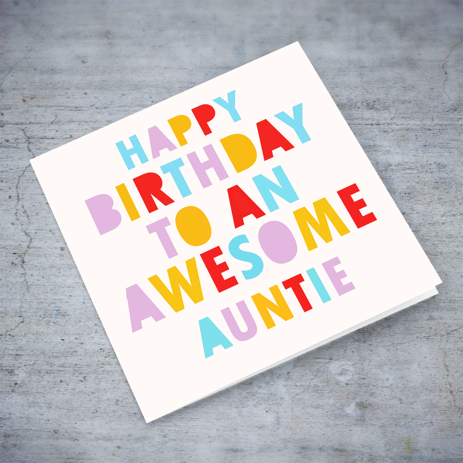 Colourful and fun birthday card for Auntie in English