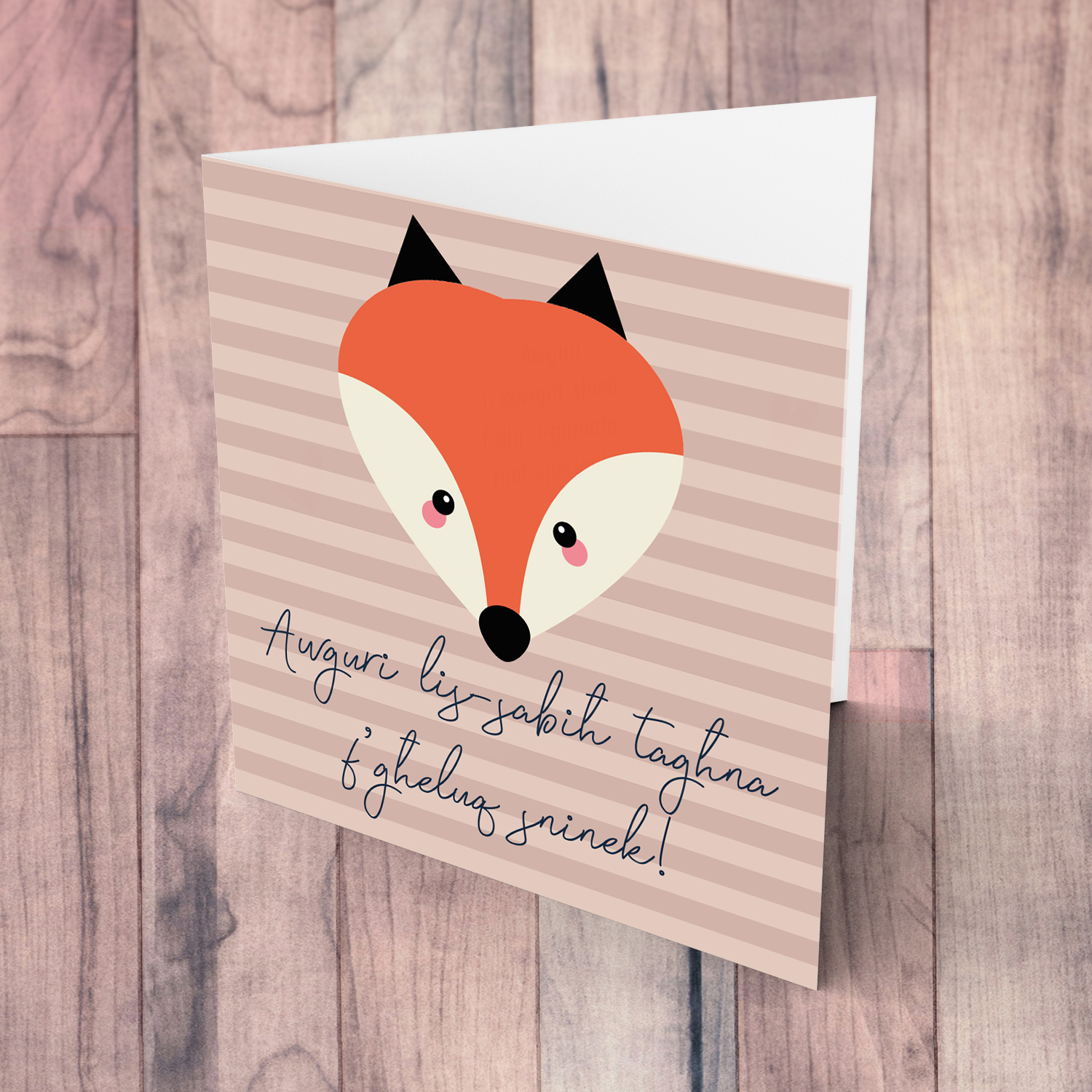 Fox themed birthday card for boy in Maltese