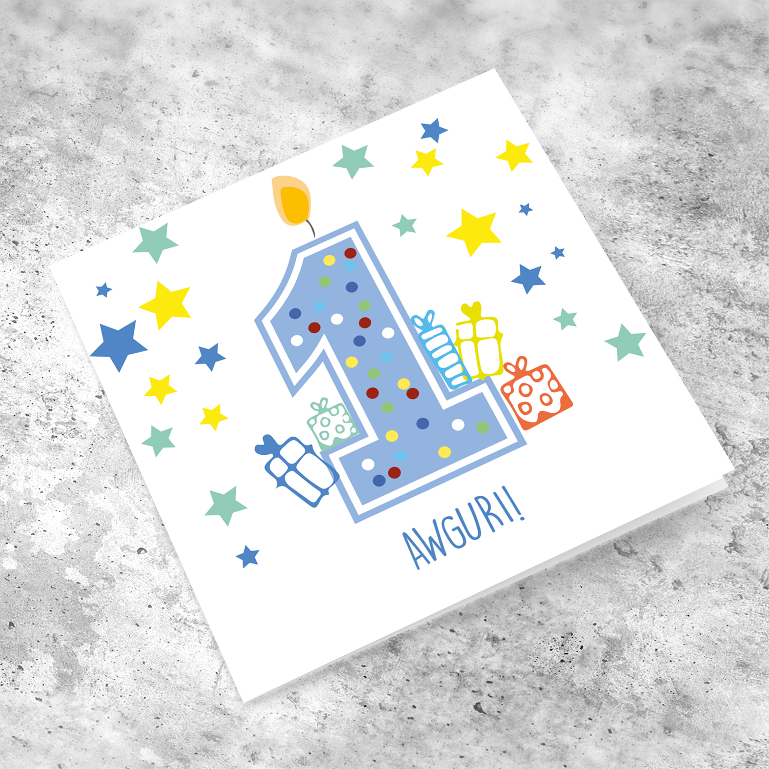 1 Year old birthday card for boys in Maltese