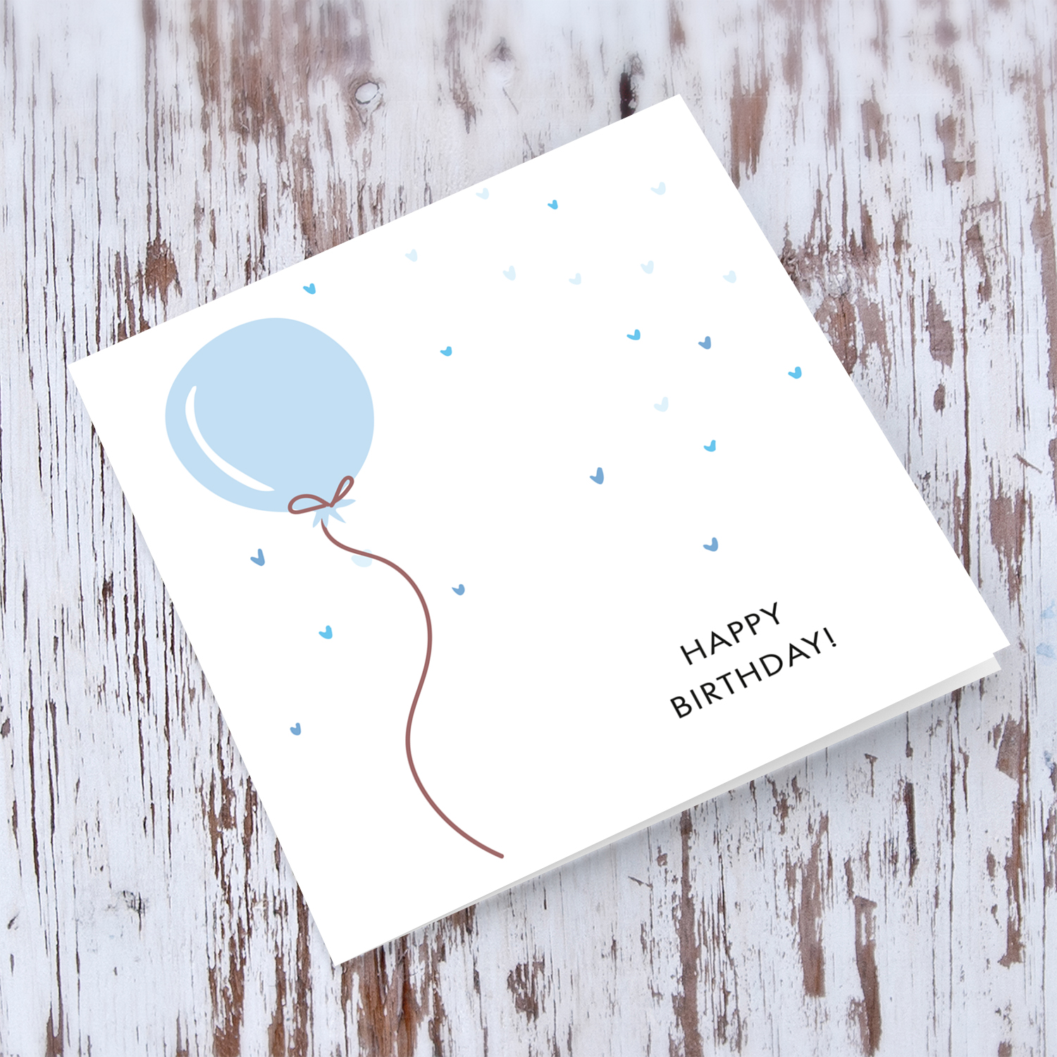 Light blue Balloon themed birthday card for boy in English