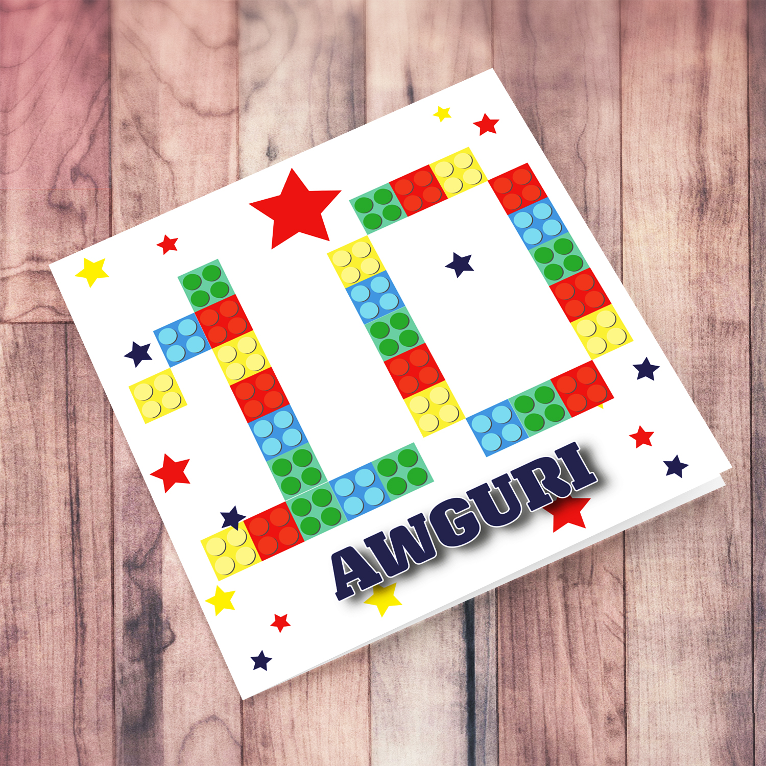 Legos, 10th Birthday card in Maltese
