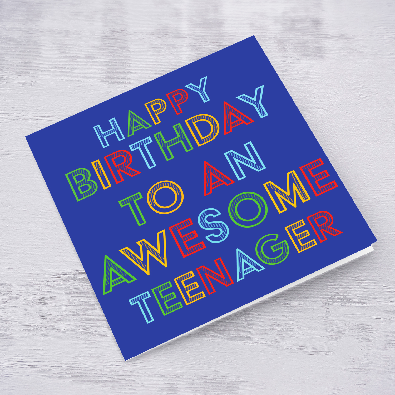 Colourful and fun birthday card for a teenager in English