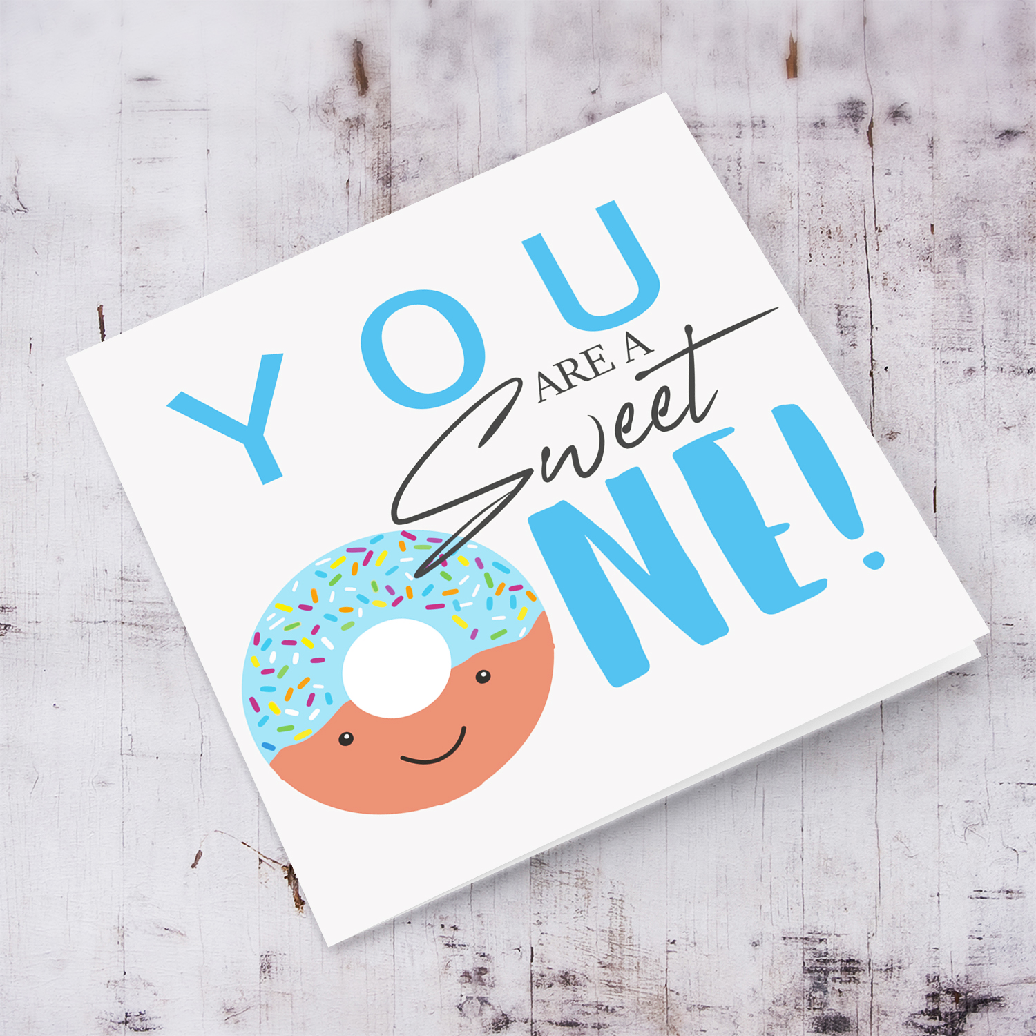 Cute donut themed birthday card for boys in English