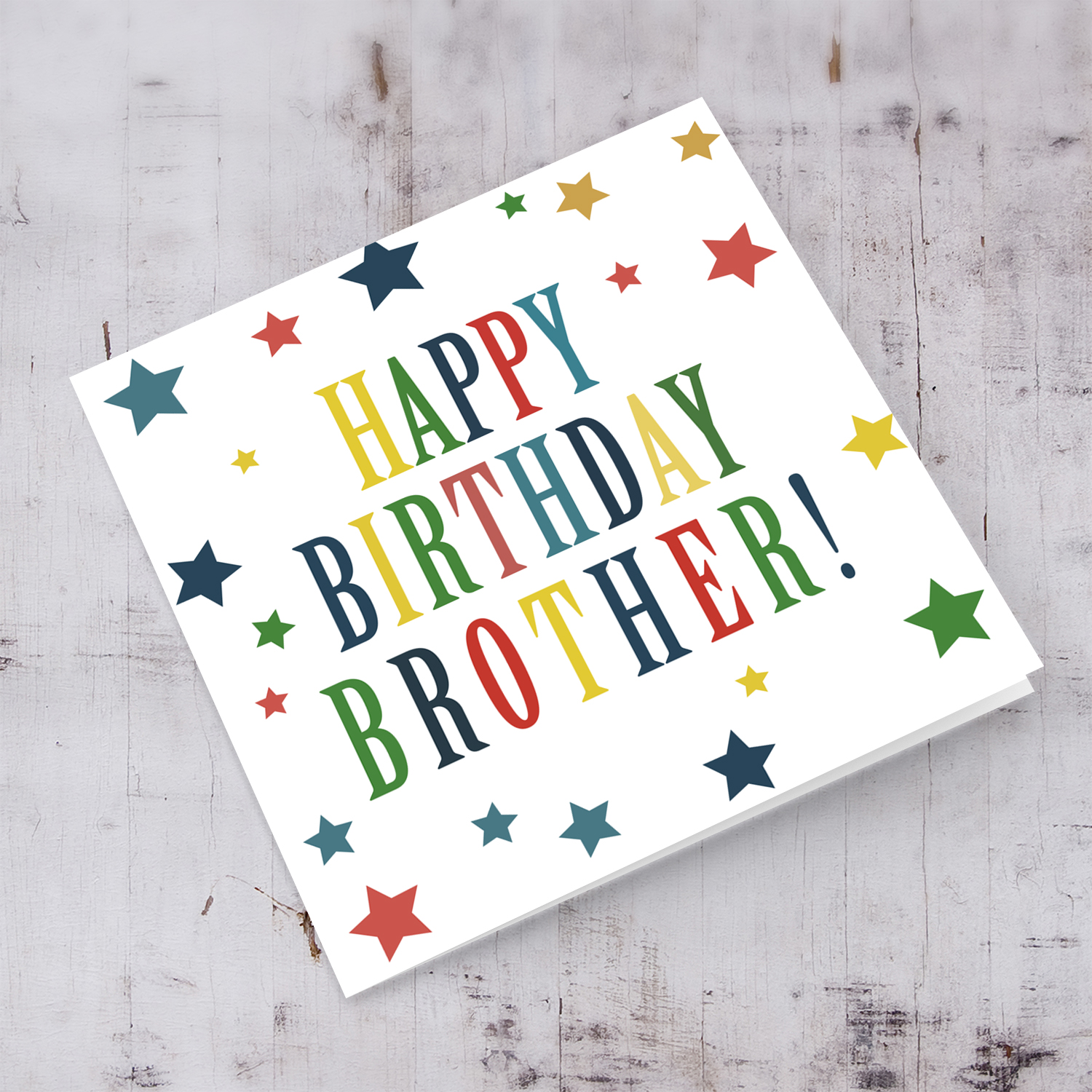 Colourful stars themed birthday card for brother in English