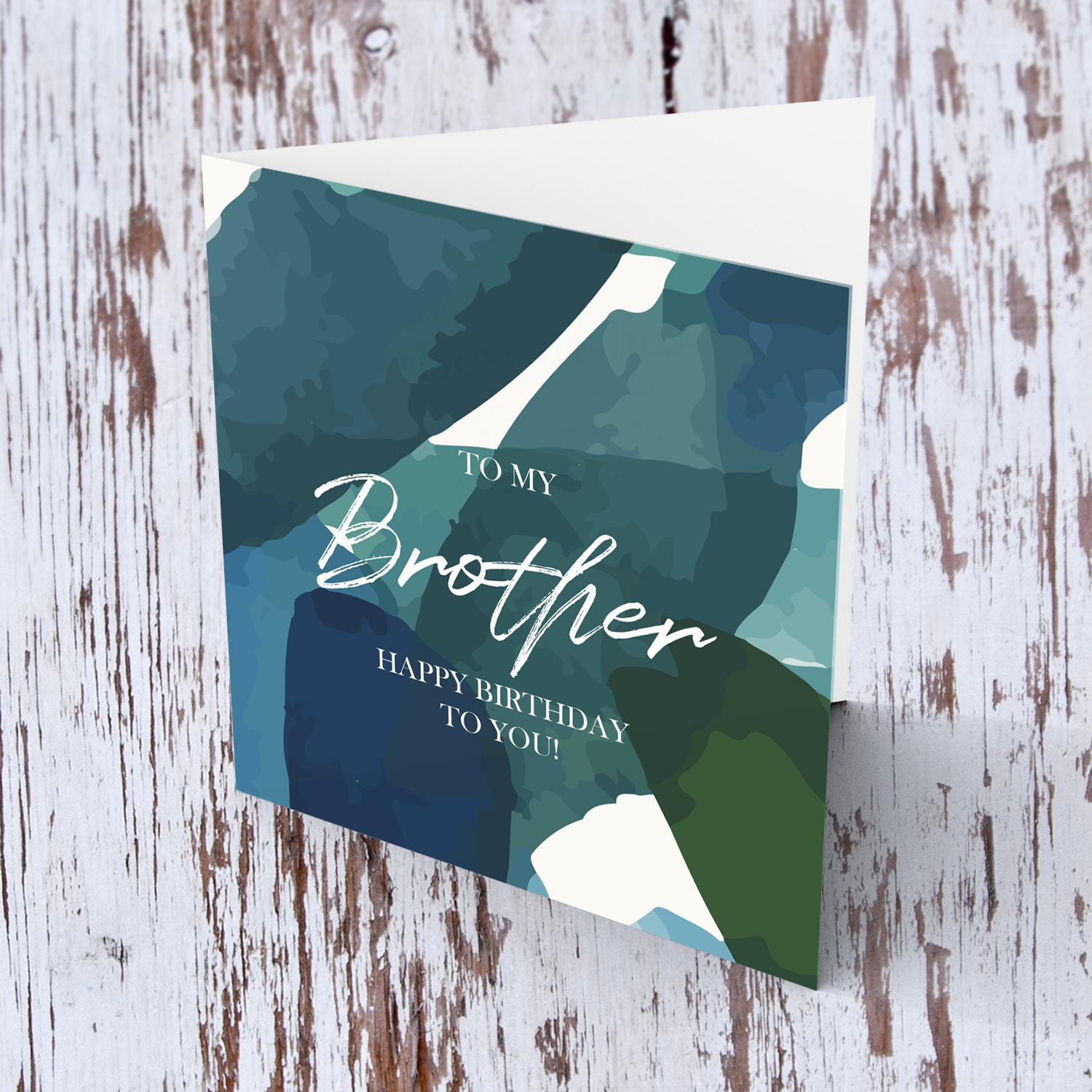 Blue and green themed birthday card for Brother in English