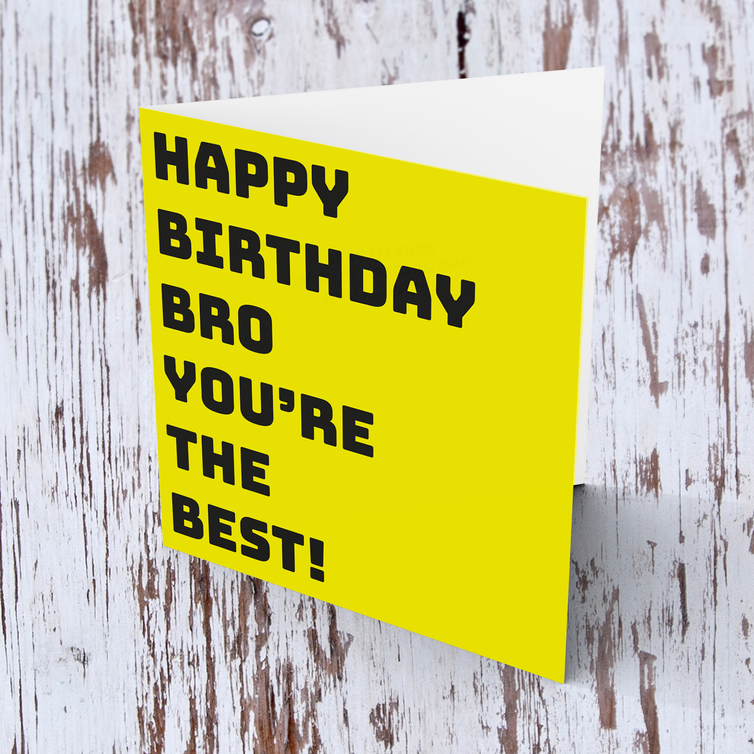 Yellow block colour background birthday card for brother in English