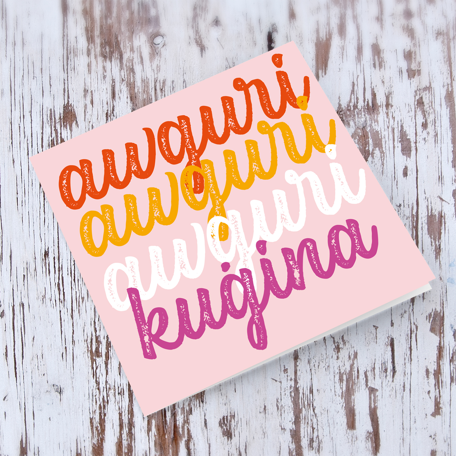 Birthday card for cousin with pink background and colourful words