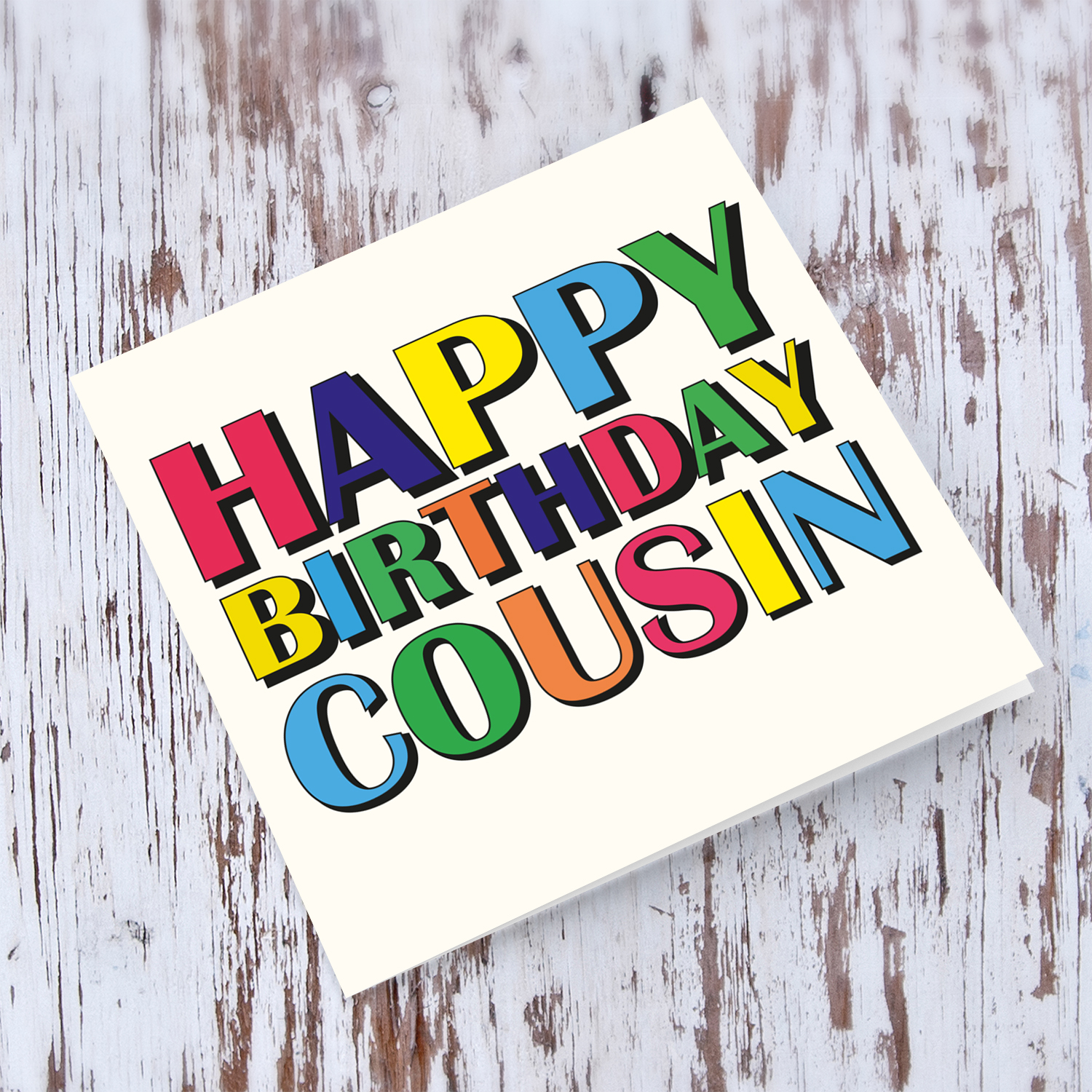 Colourful wording birthday card for cousin in English