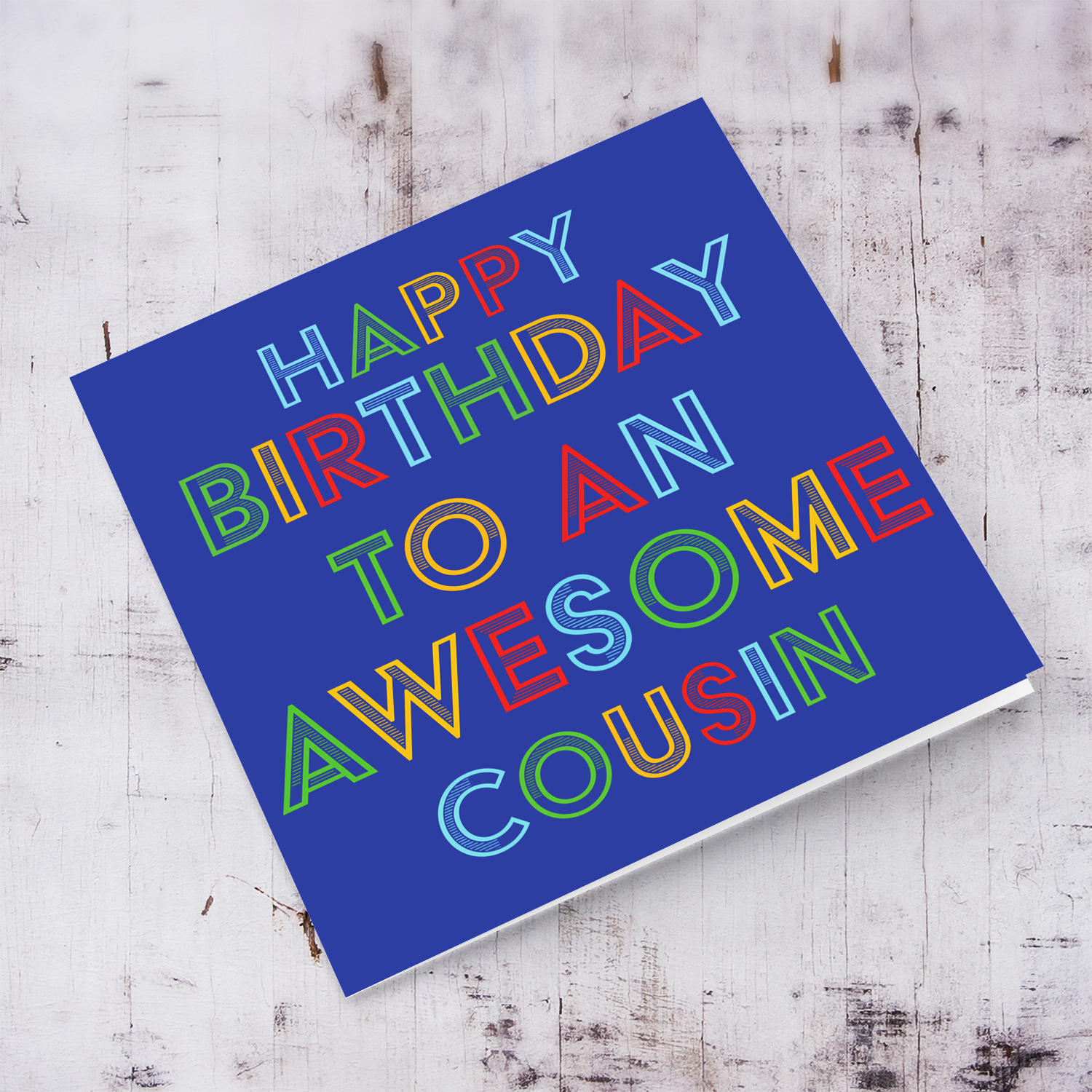 Colourful and fun birthday card for cousin in English