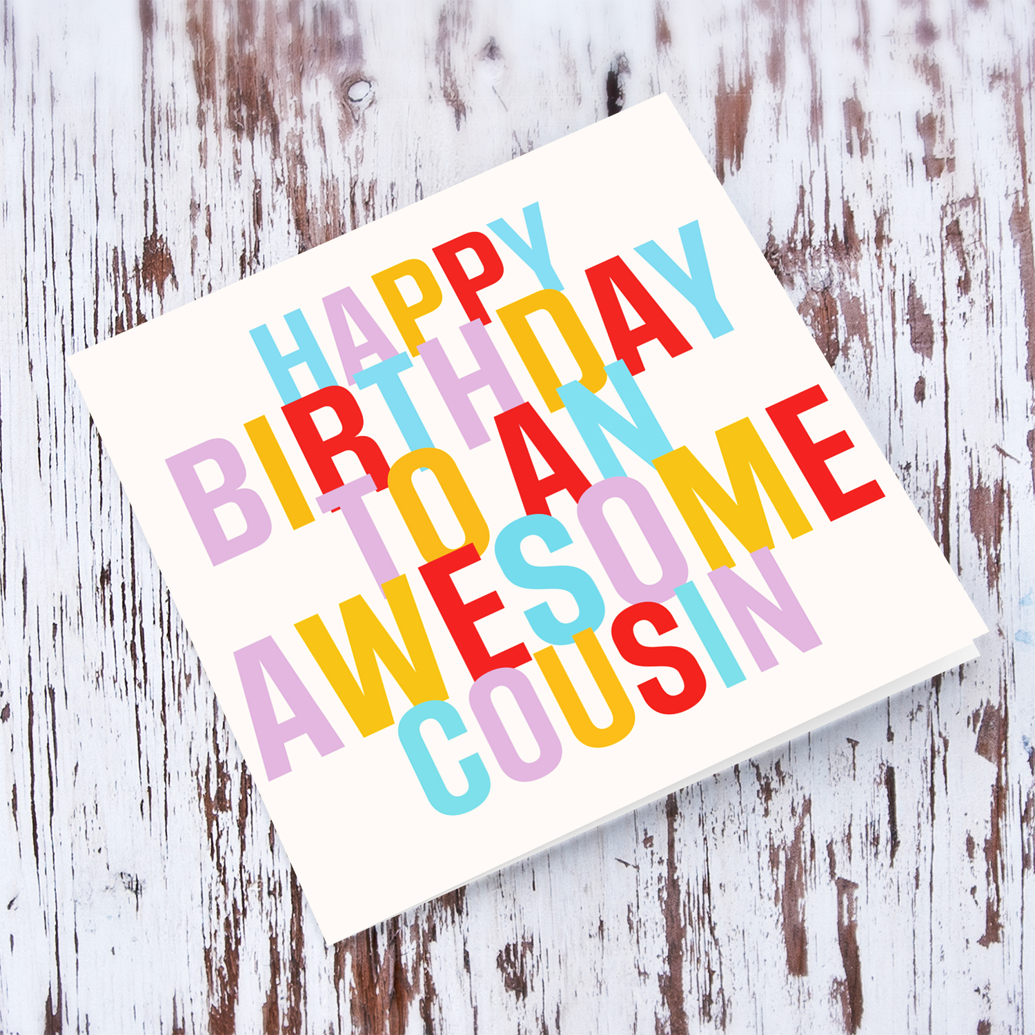 Colourful and fun birthday card for cousin in English