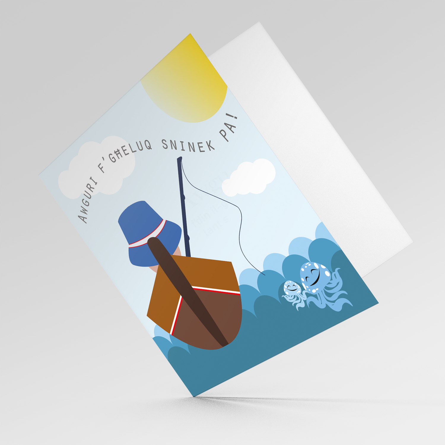 Luzzu themed birthday card for father in Maltese