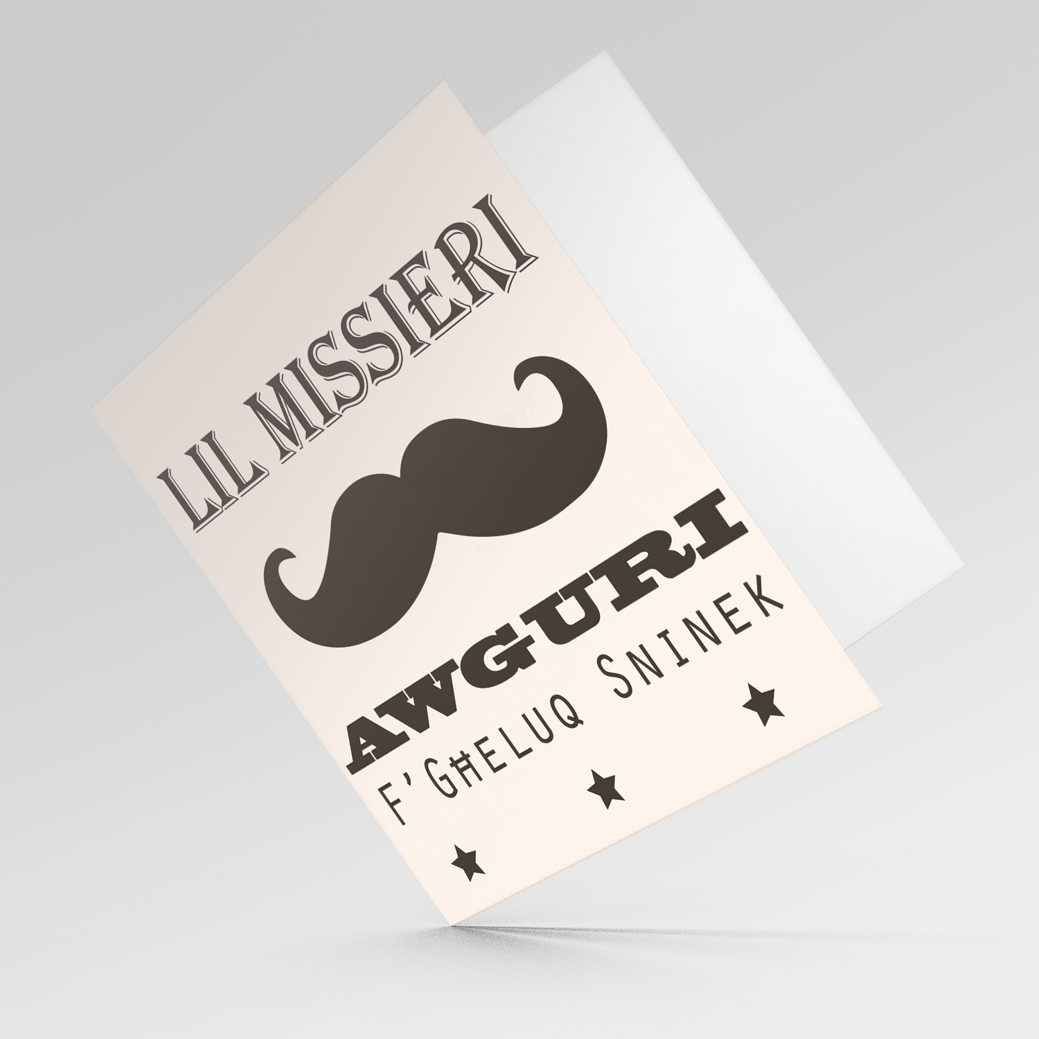 Moustache themed birthday card for father in Maltese