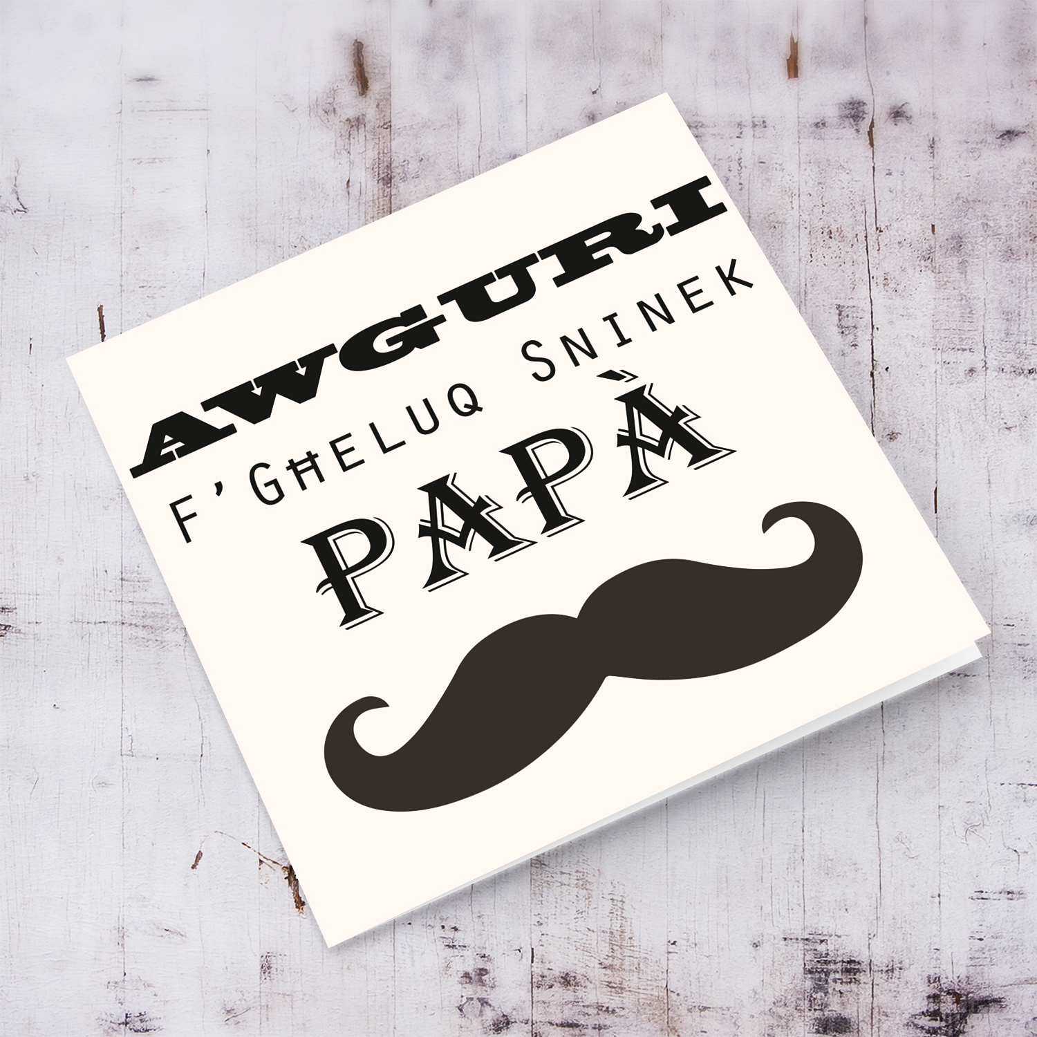Moustache themed birthday card for Father in Maltese