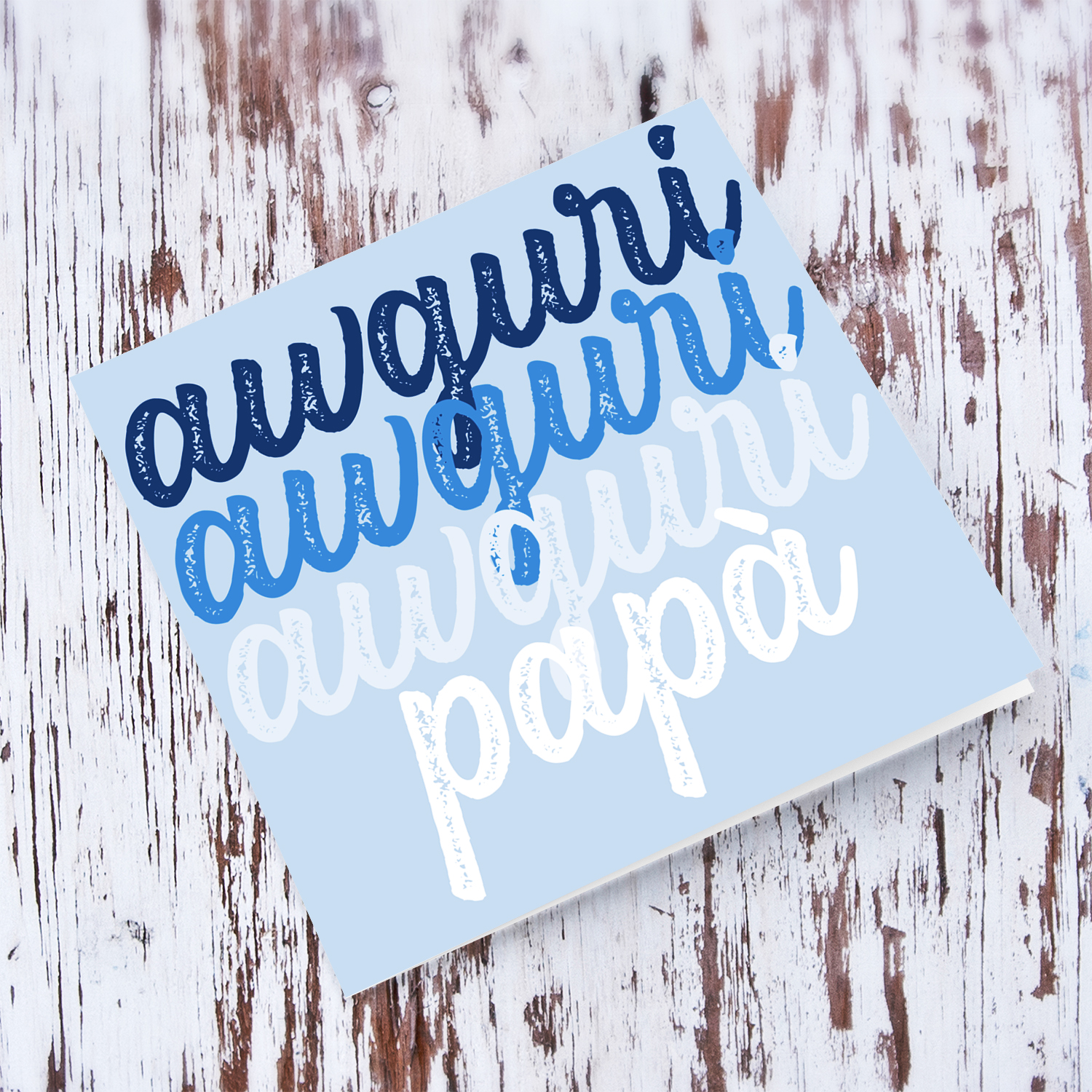 Birthday card for dad in different shades of blue in Maltese