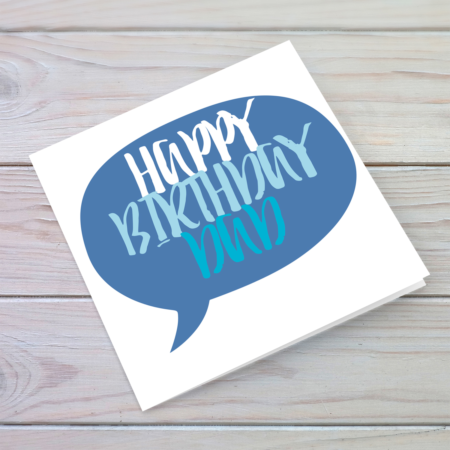 Speech bubble themed birthday card in blue tones (English) for Dad