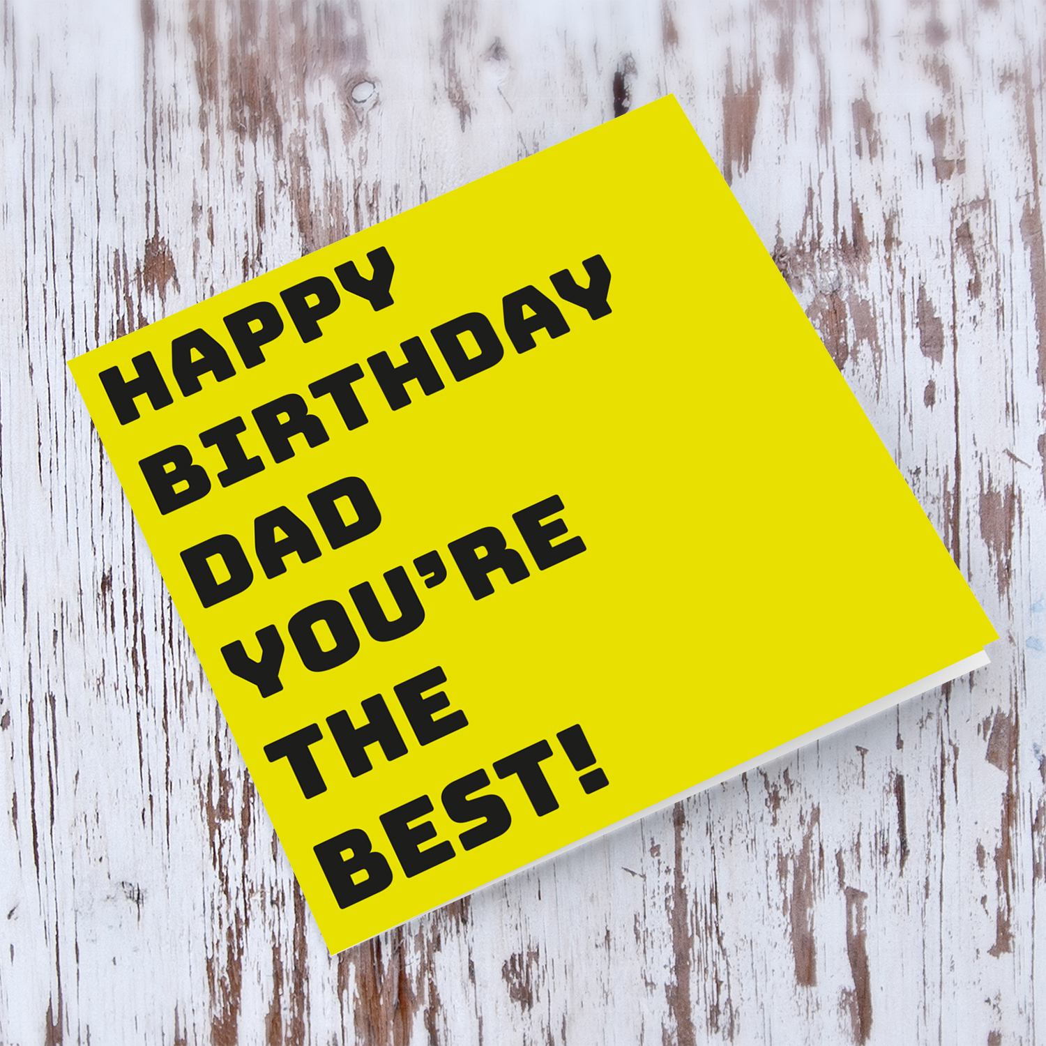 Yellow block colour background birthday card for dad in English