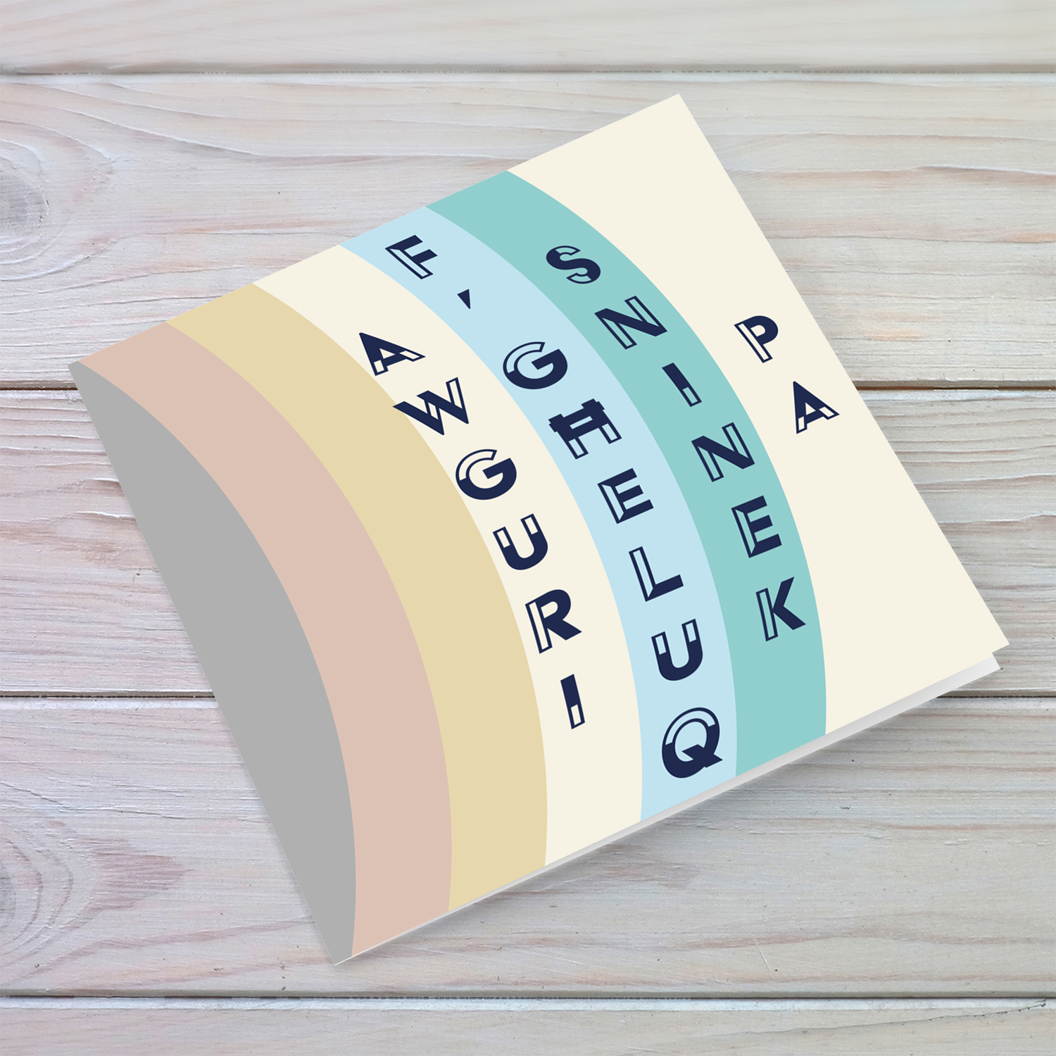Various layers of pastel colours birthday card for Dad in Maltese