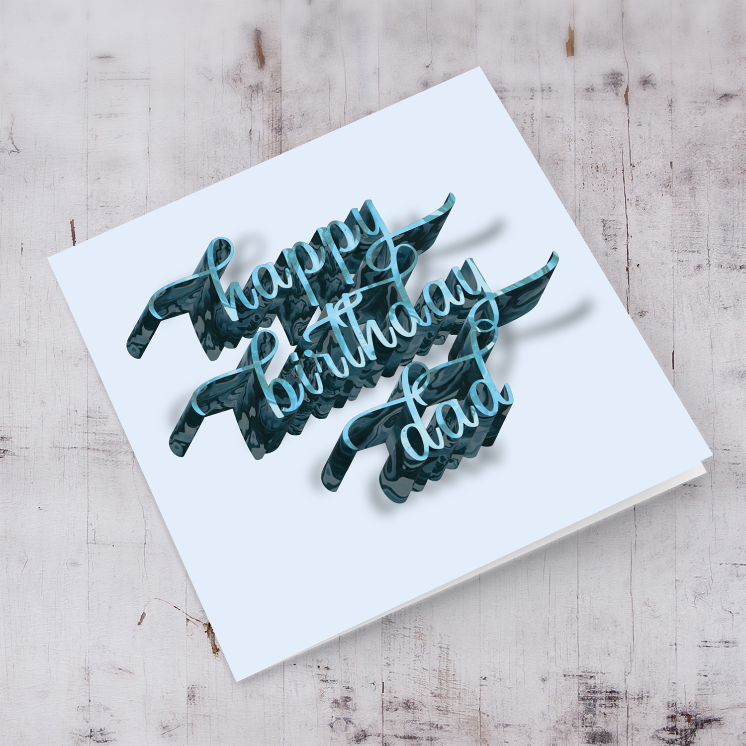 3d shaped happy birthday dad in blue tones - birthday card for Dad in English