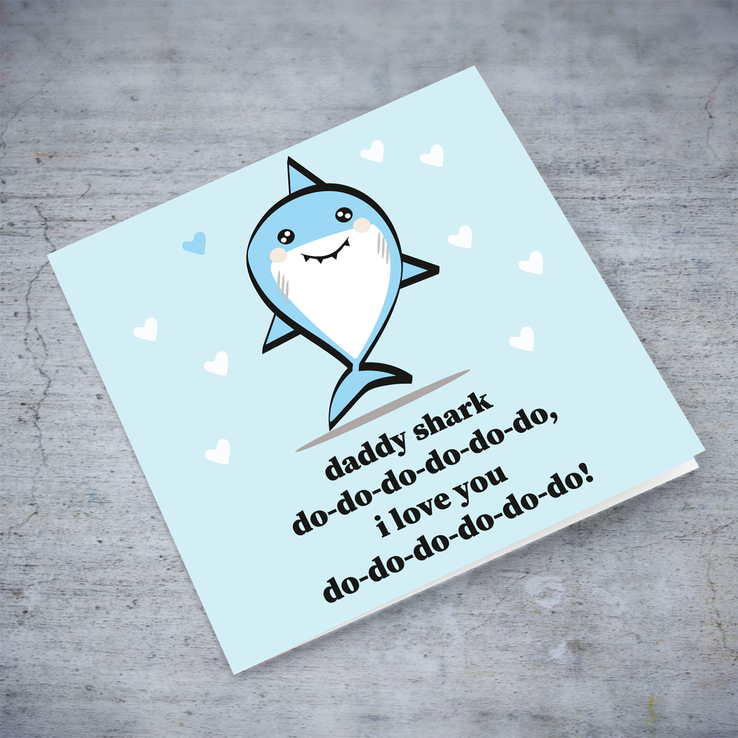 Daddy shark themed birthday card in English