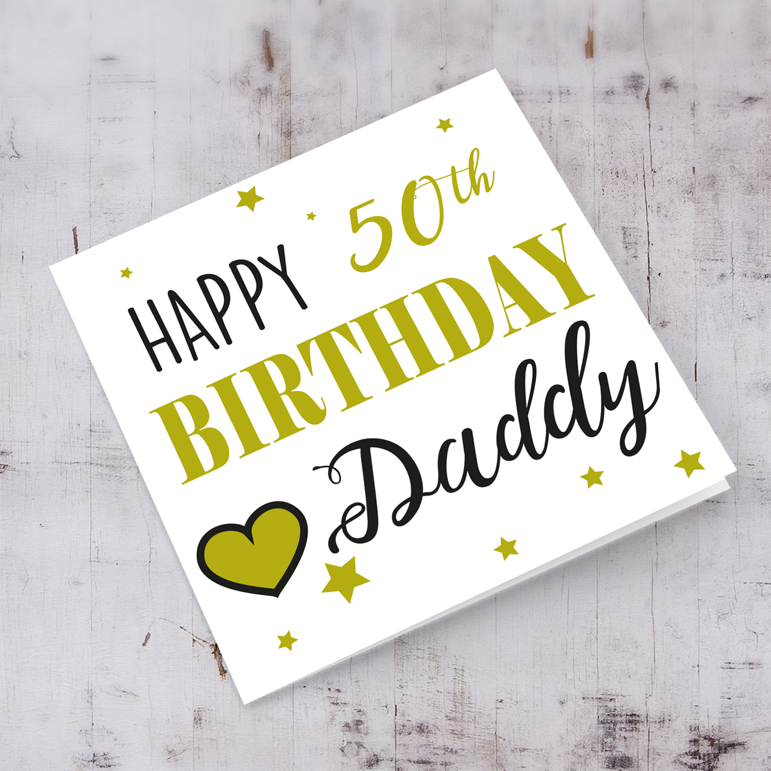 50th Birthday card in black and gold for Daddy in English