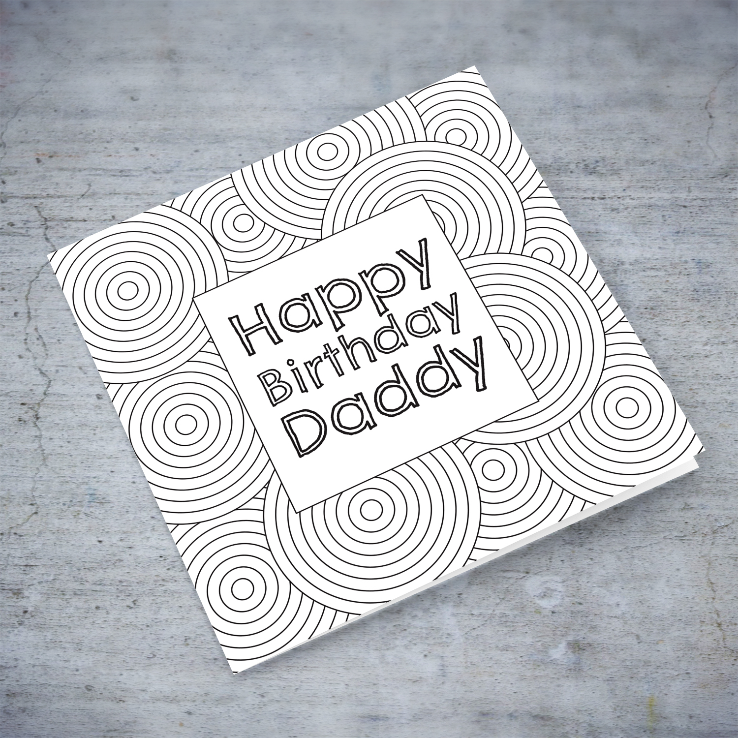 Colouring birthday card for Daddy with loads of circles in English