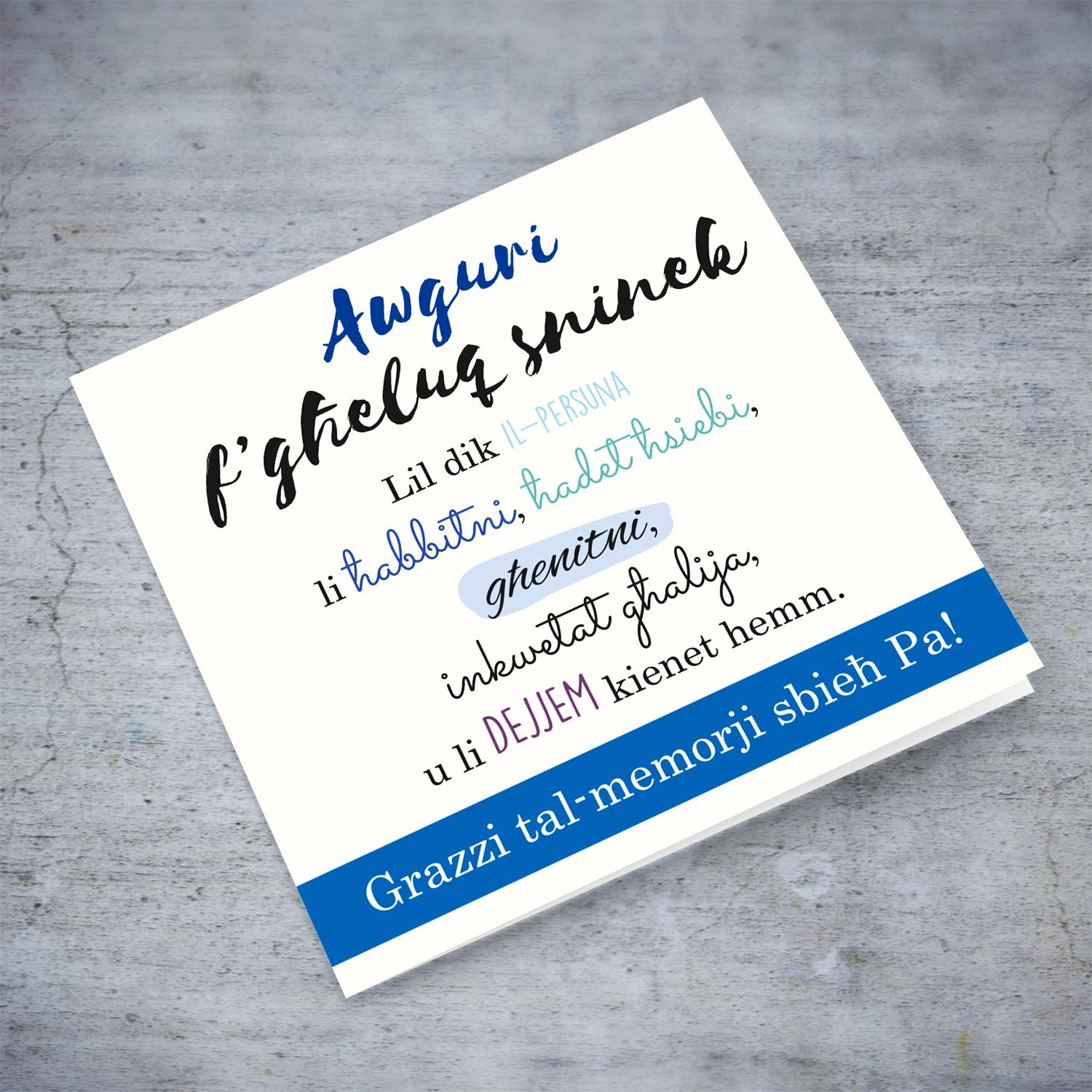 Birthday card for dad with a special message in Maltese