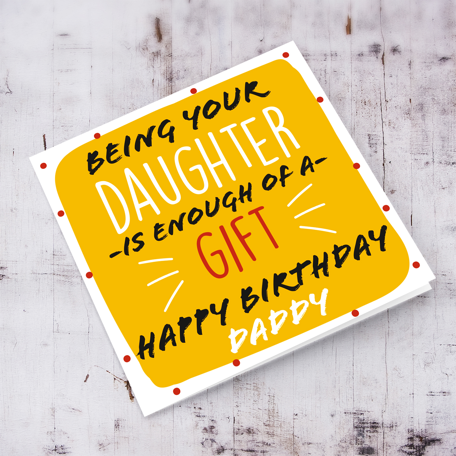 Funny birthday card for dad from daughter in yellow/orange background (Personalisable) in English