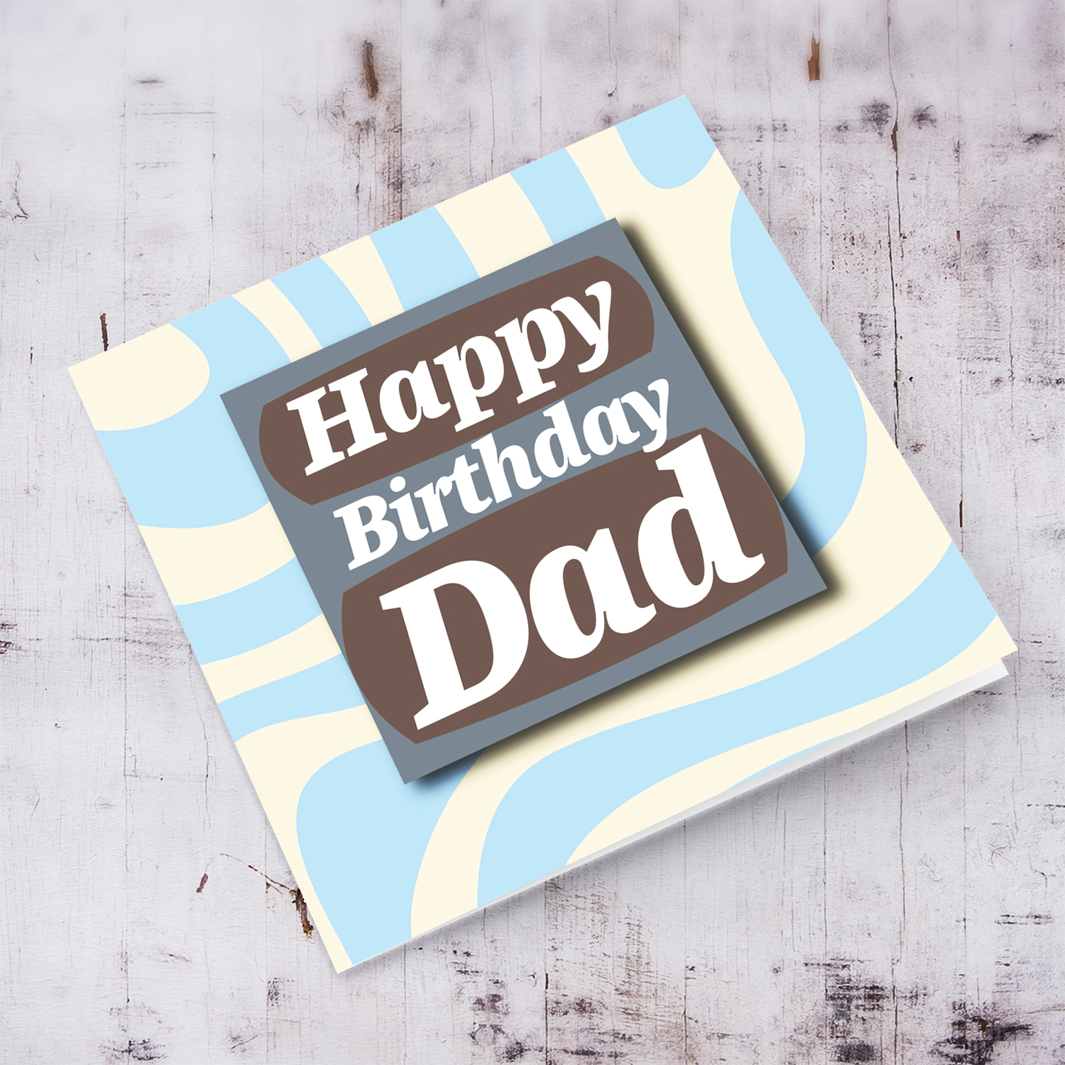 Light blue waves birthday card for Dad in English 