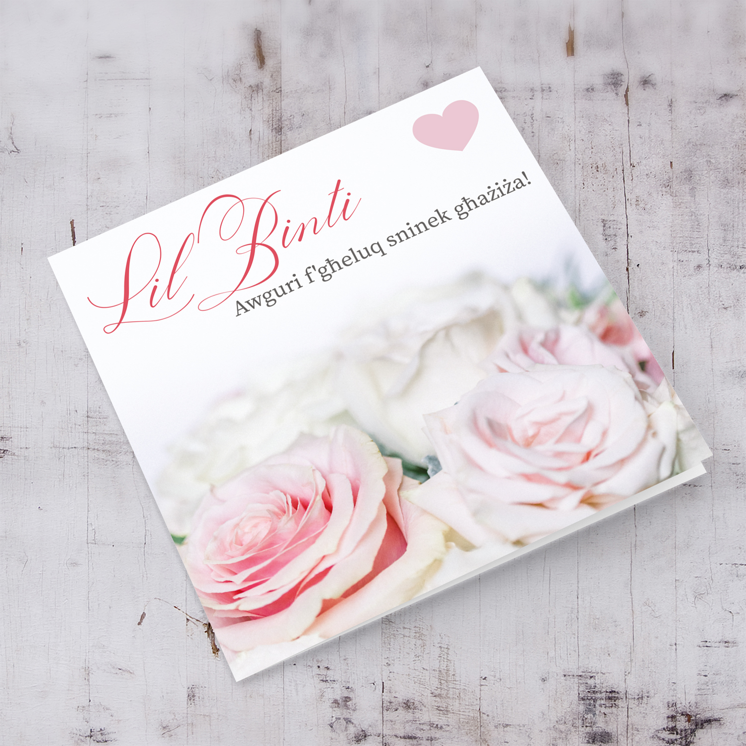 Floral background with light pink roses for Daughter in Maltese