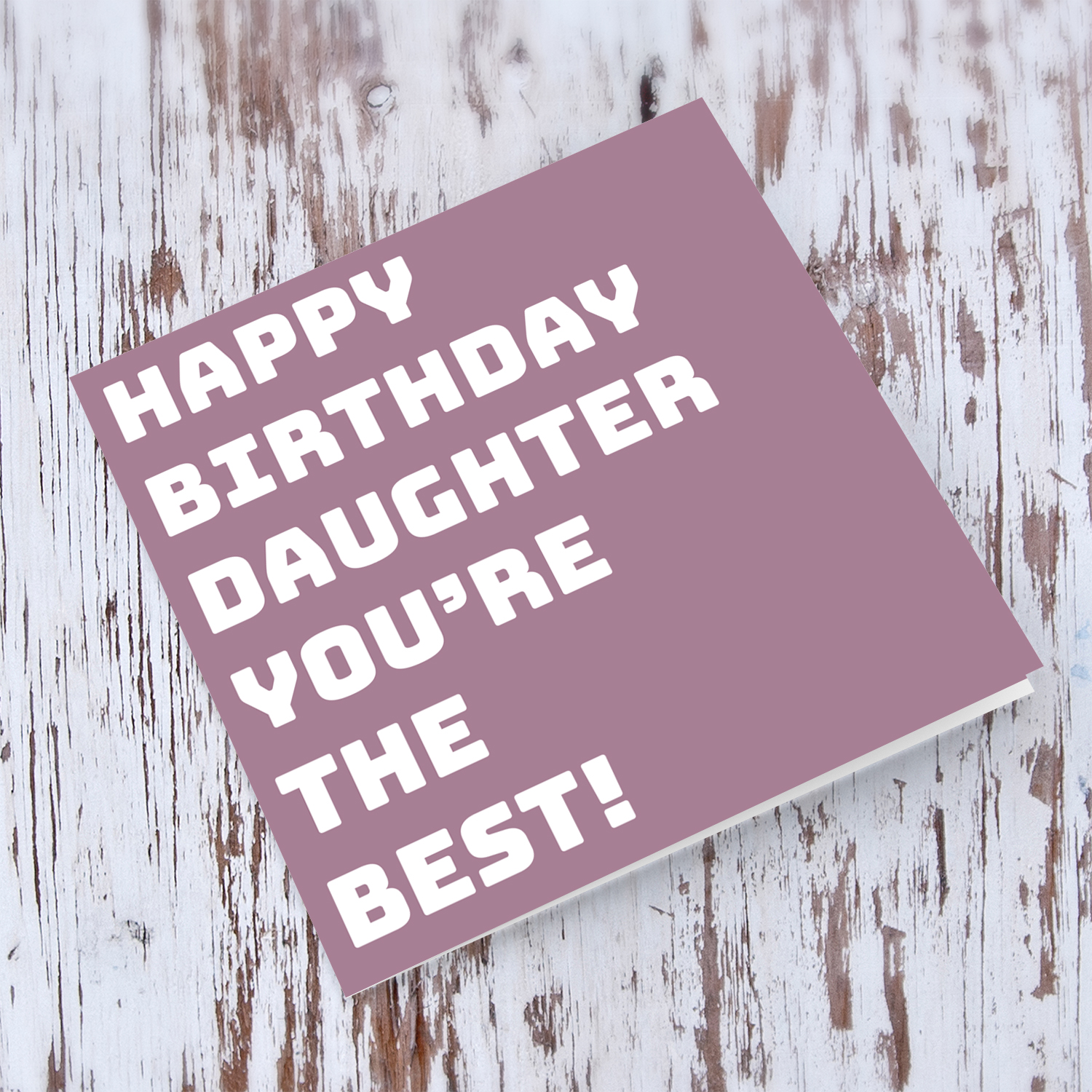 Dark pink block colour background birthday card for daughter in English