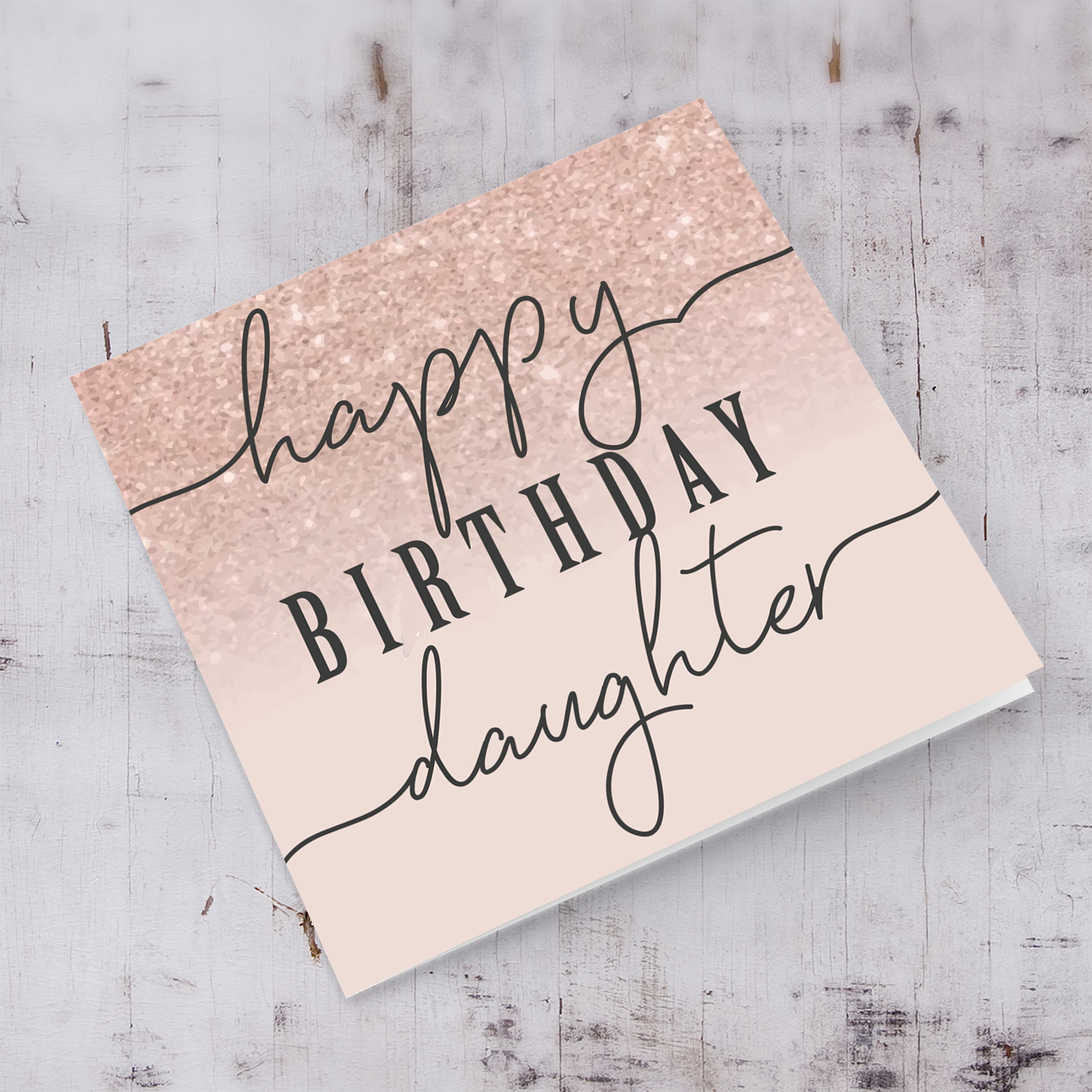 Dusty rose with sparkly background birthday card for daughter in English