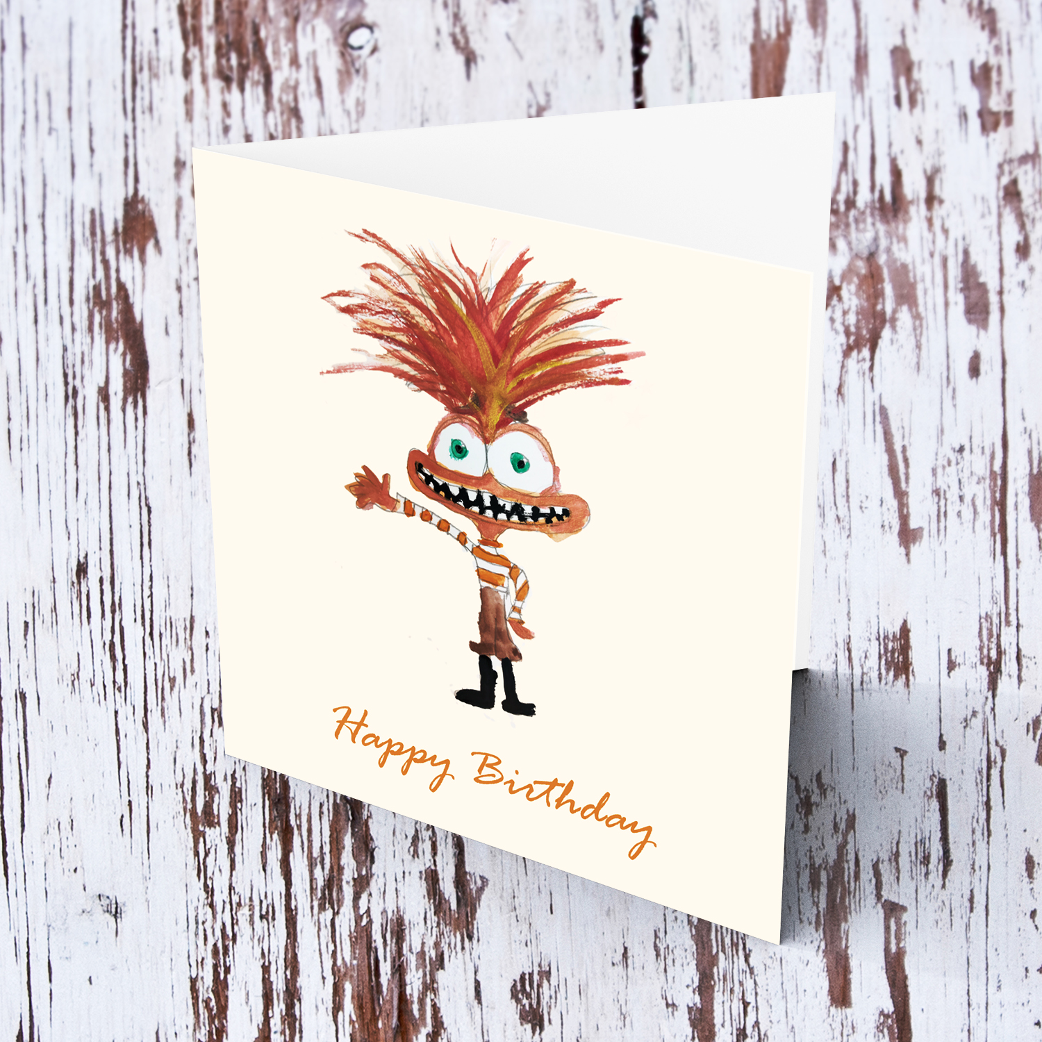 Inside Out Movie - Anxiety Character birthday card in English (painted by Elle Mamo)