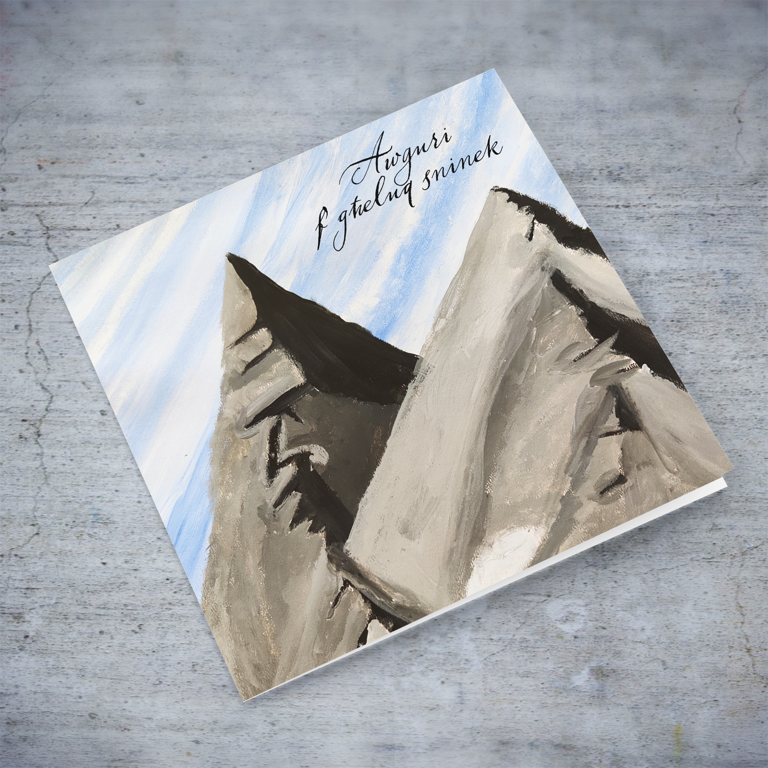 Mountain peaks birthday card in Maltese - painted by Elle Mamo