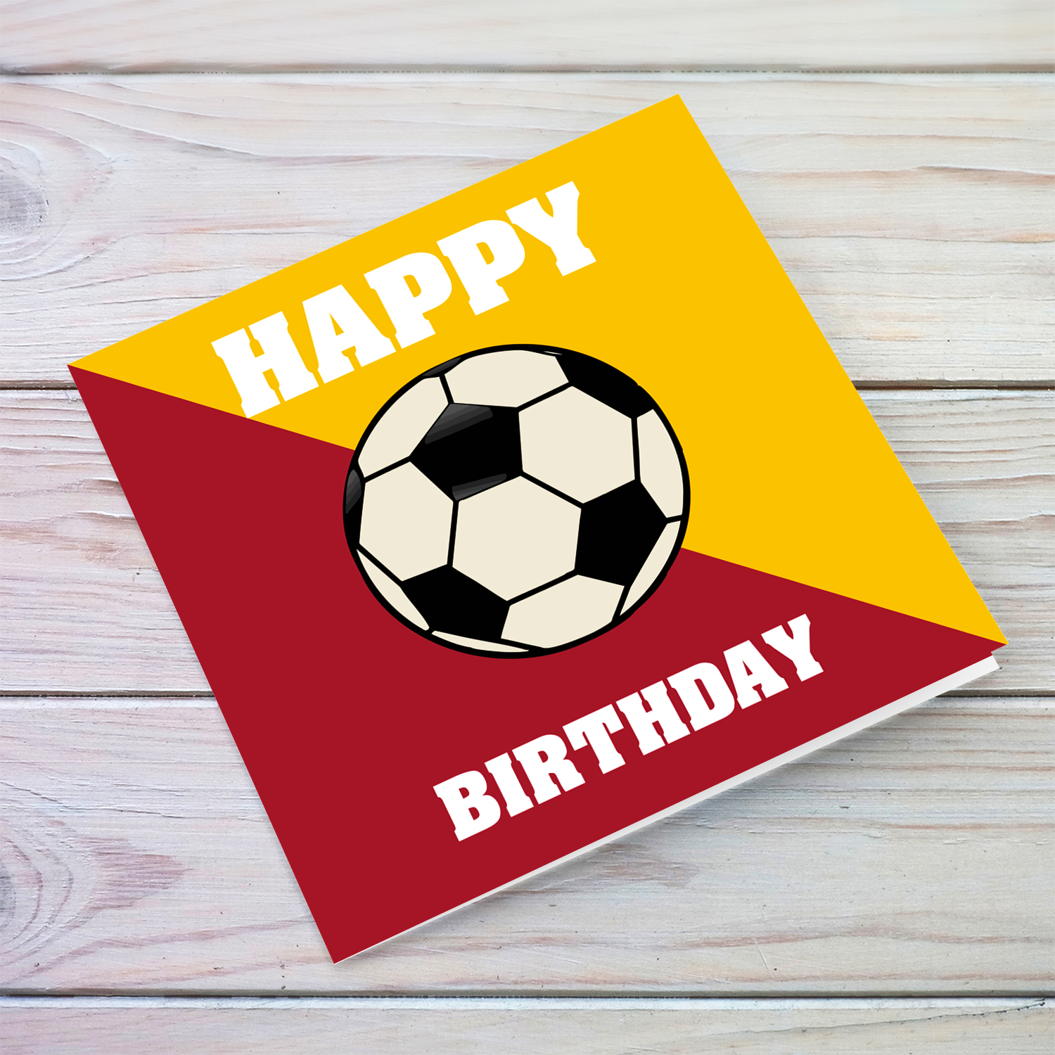 An open birthday card featuring ROMA colours - in red and yellow stripes in English