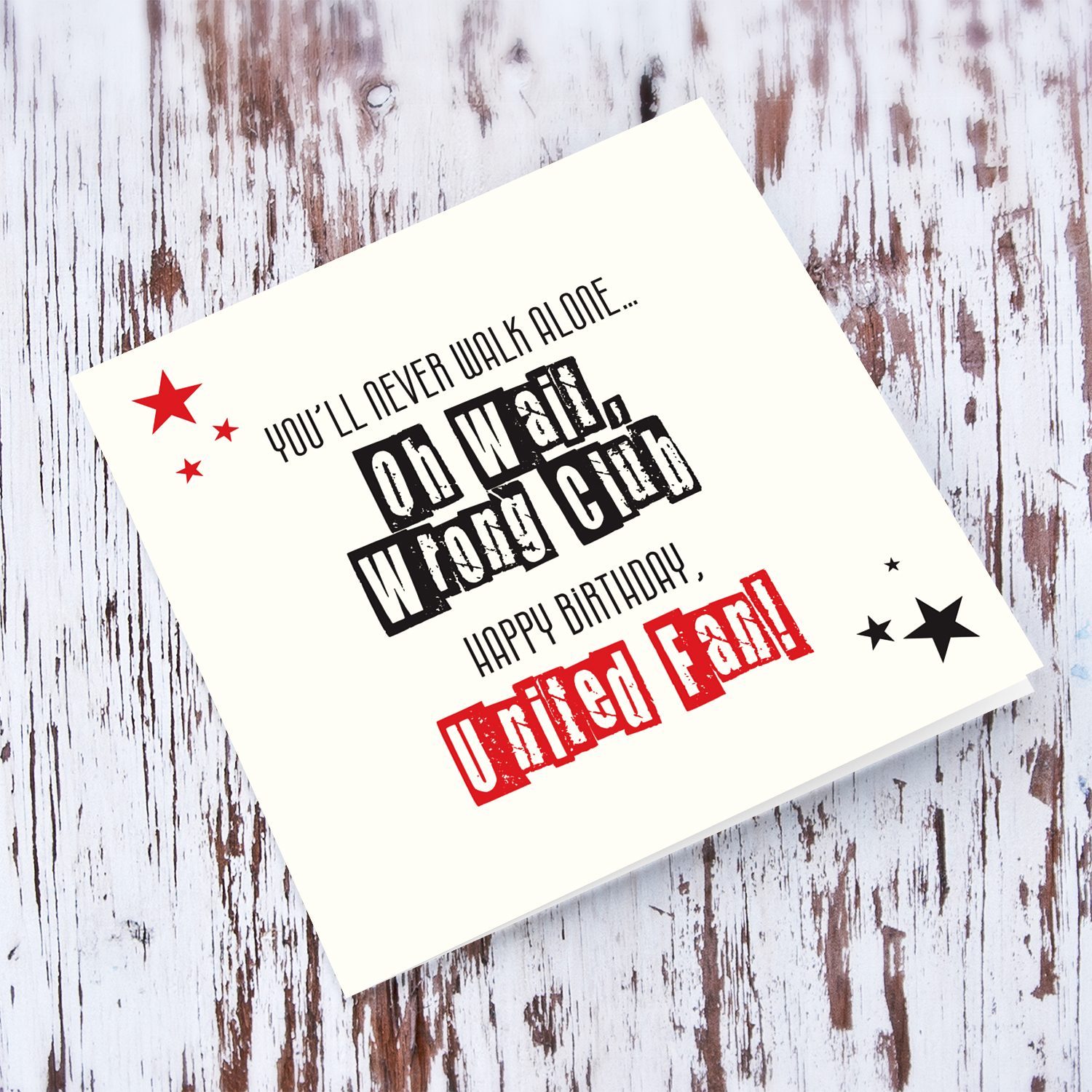 Funny birthday card for Manchester United fans in English