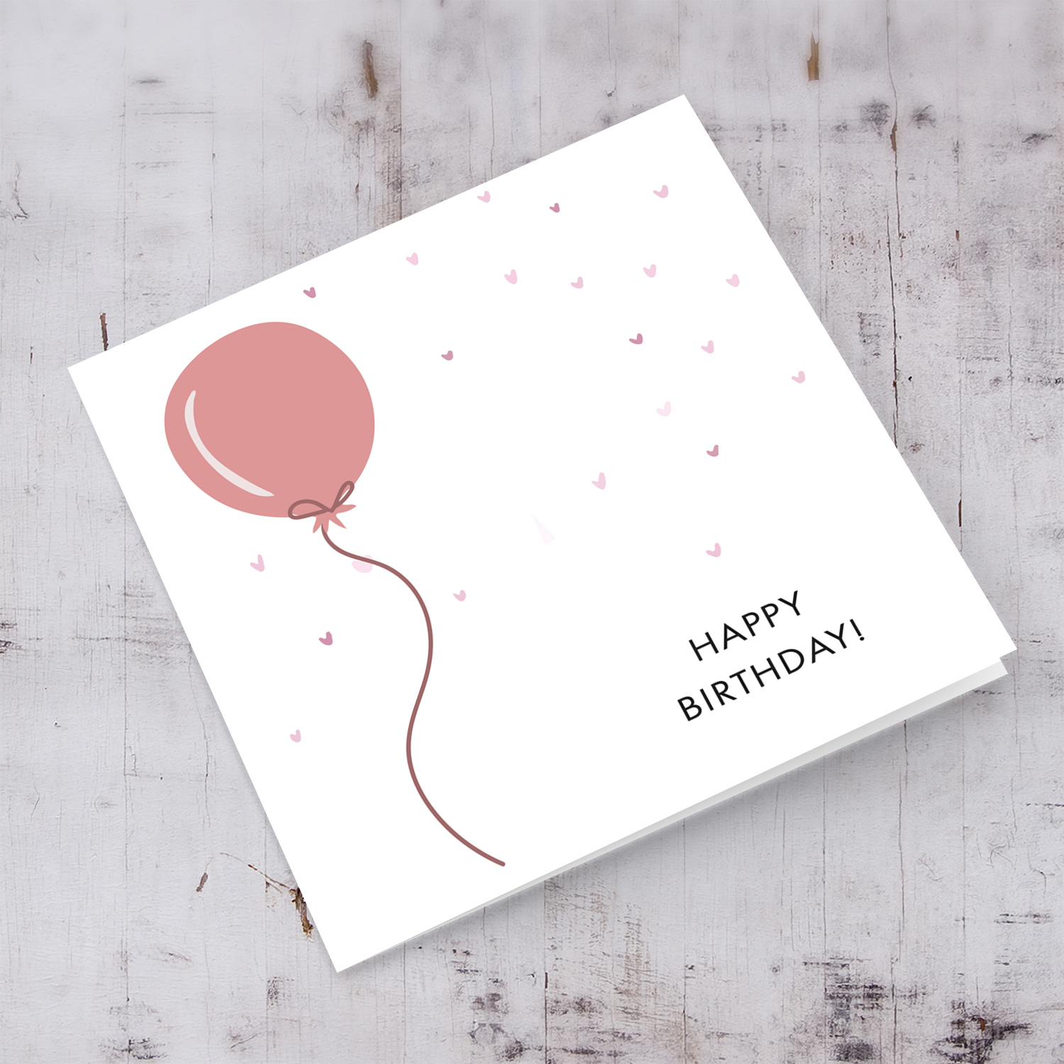 Light Pink Balloon themed birthday card for  girl in English