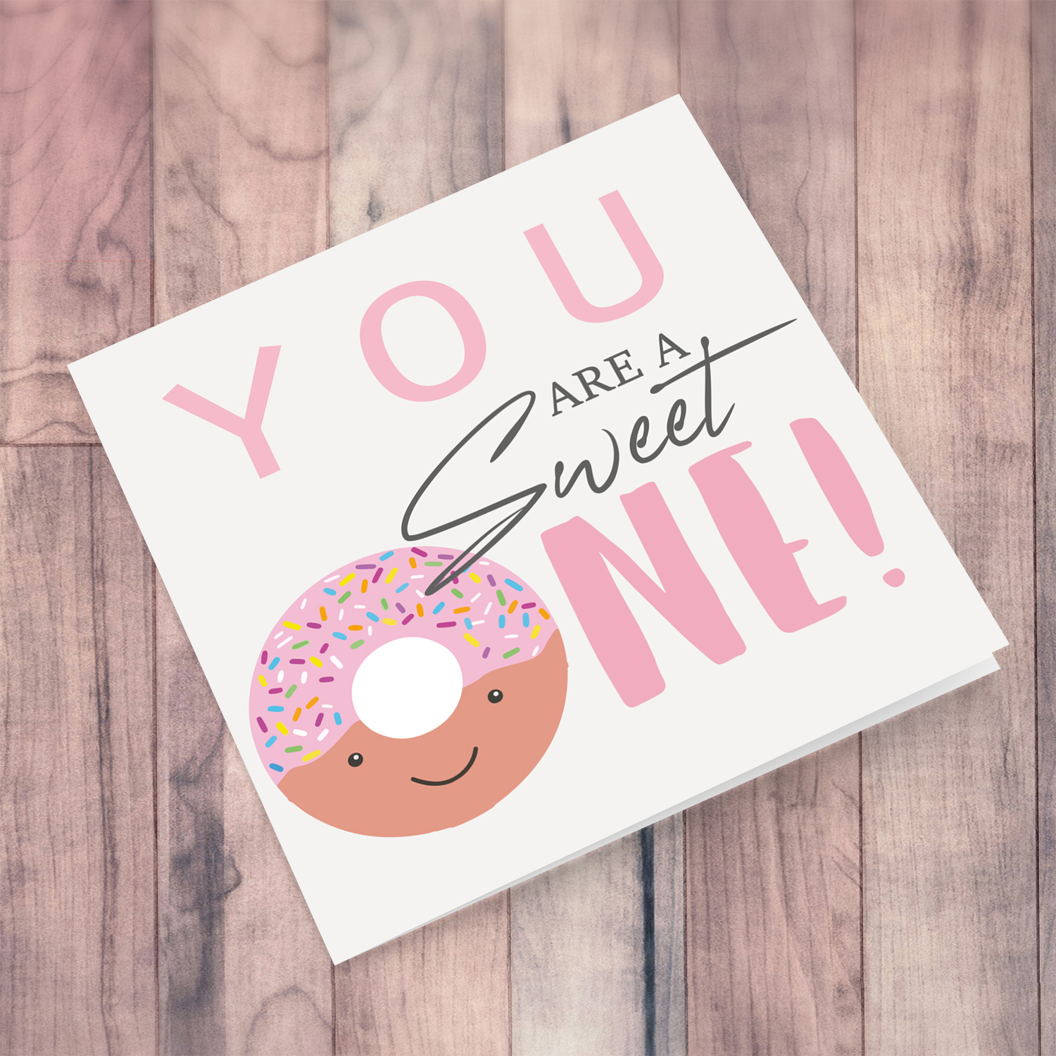 Cute donut themed birthday card in English 