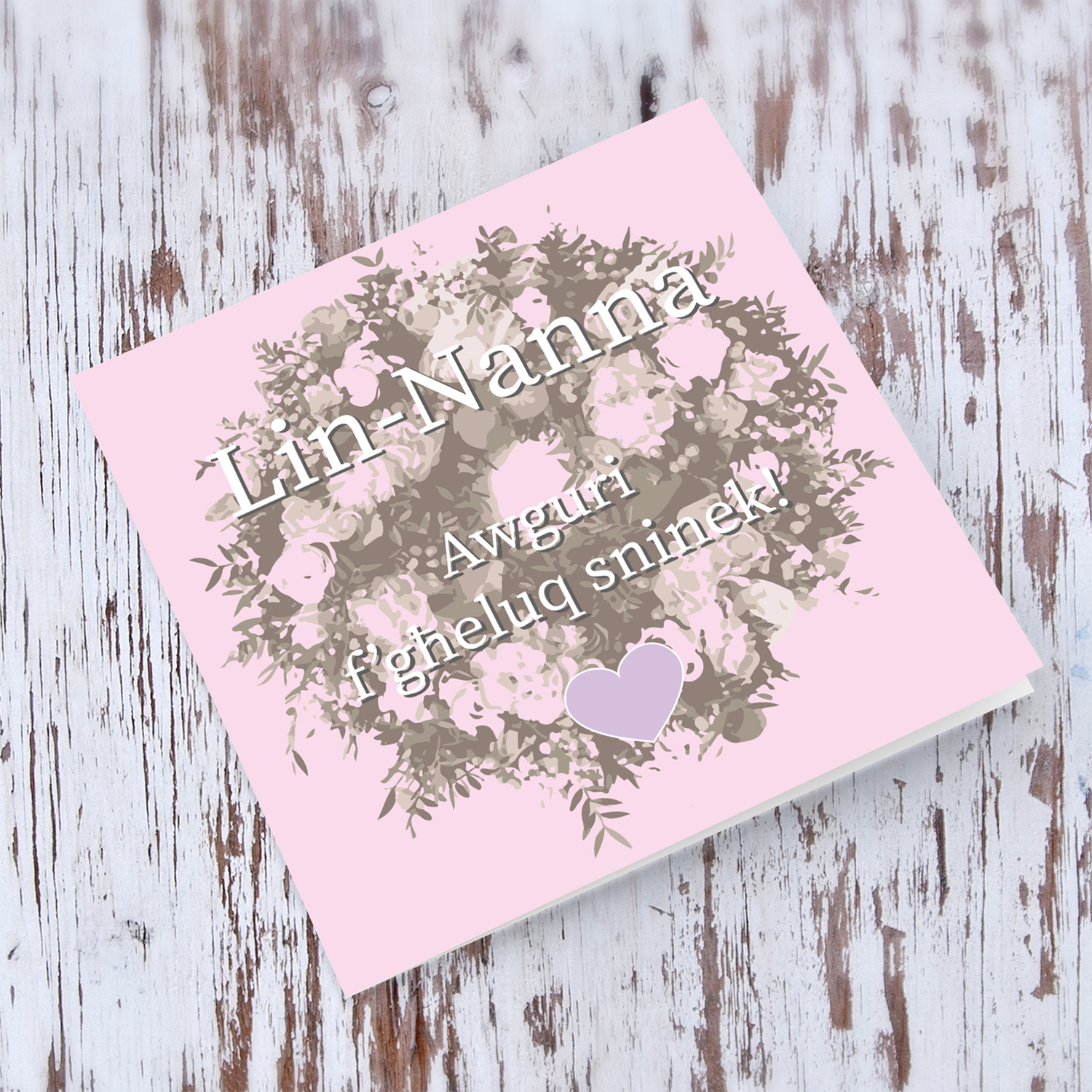 Flower themed birthday card for grandmother in Maltese
