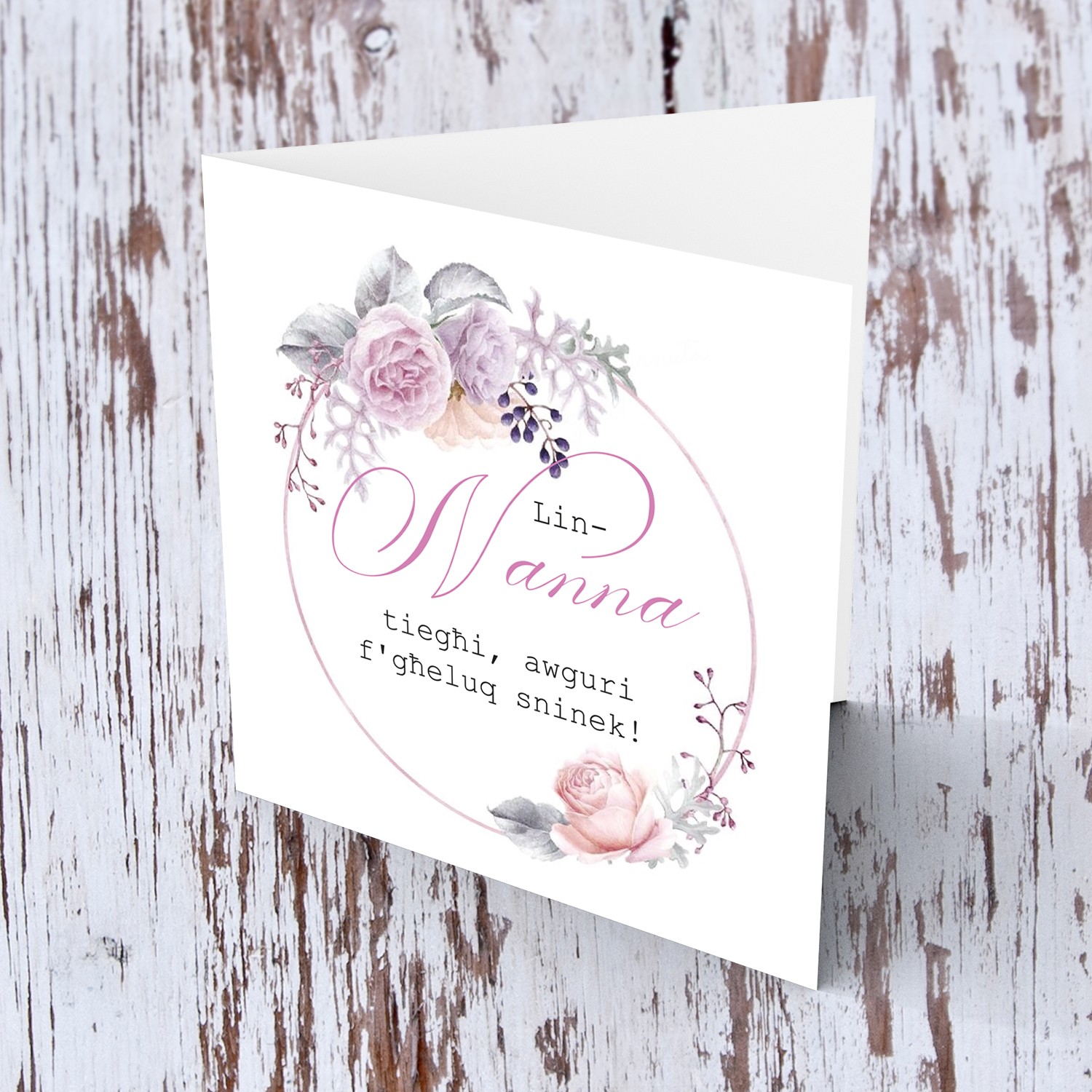 Floral card for GrandMa in Maltese