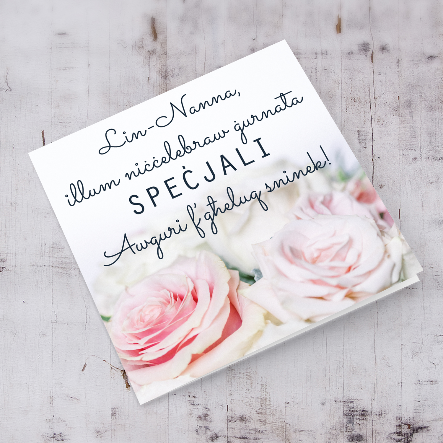 Roses themed birthday card for Grandmother in Maltese