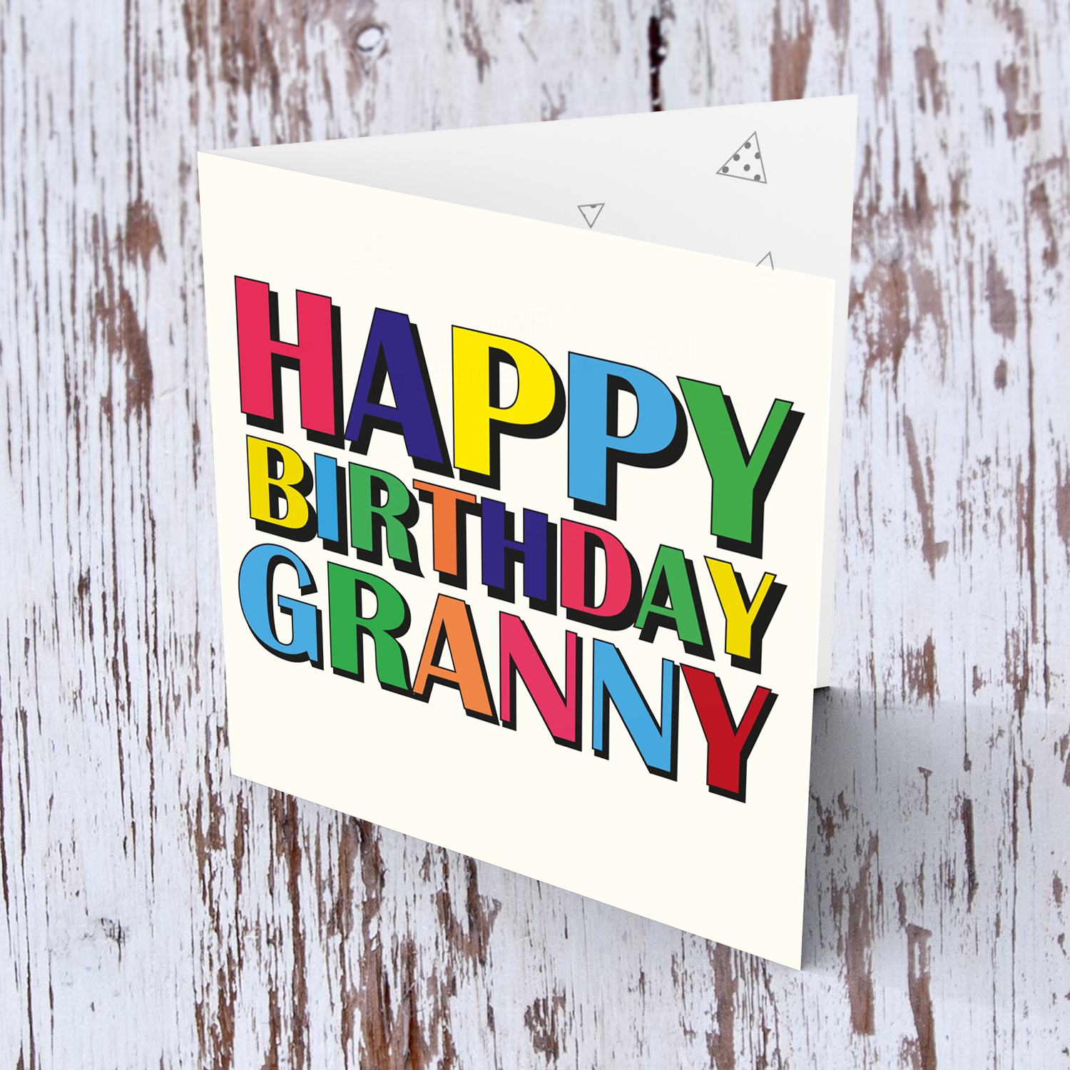 Colourful wording birthday card for Grandma in English
