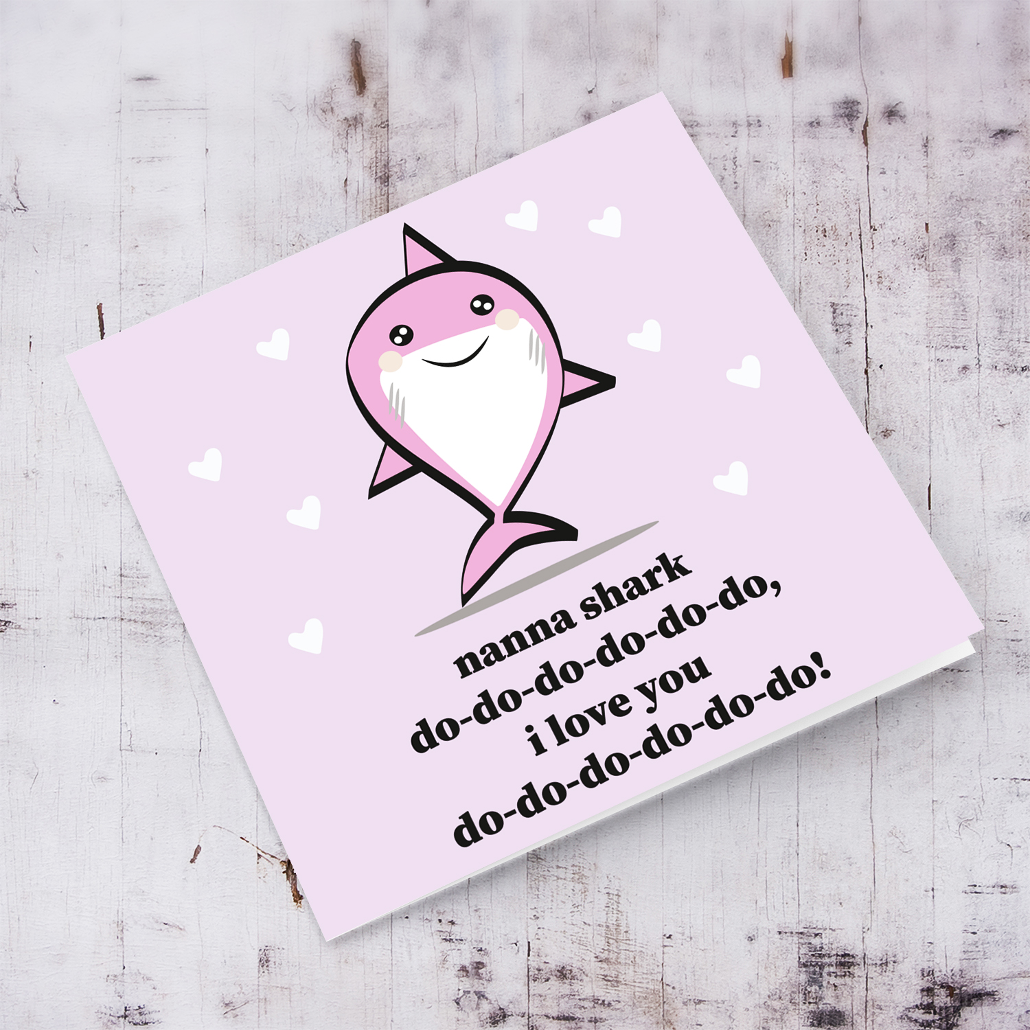 Nanna shark themed birthday card in English
