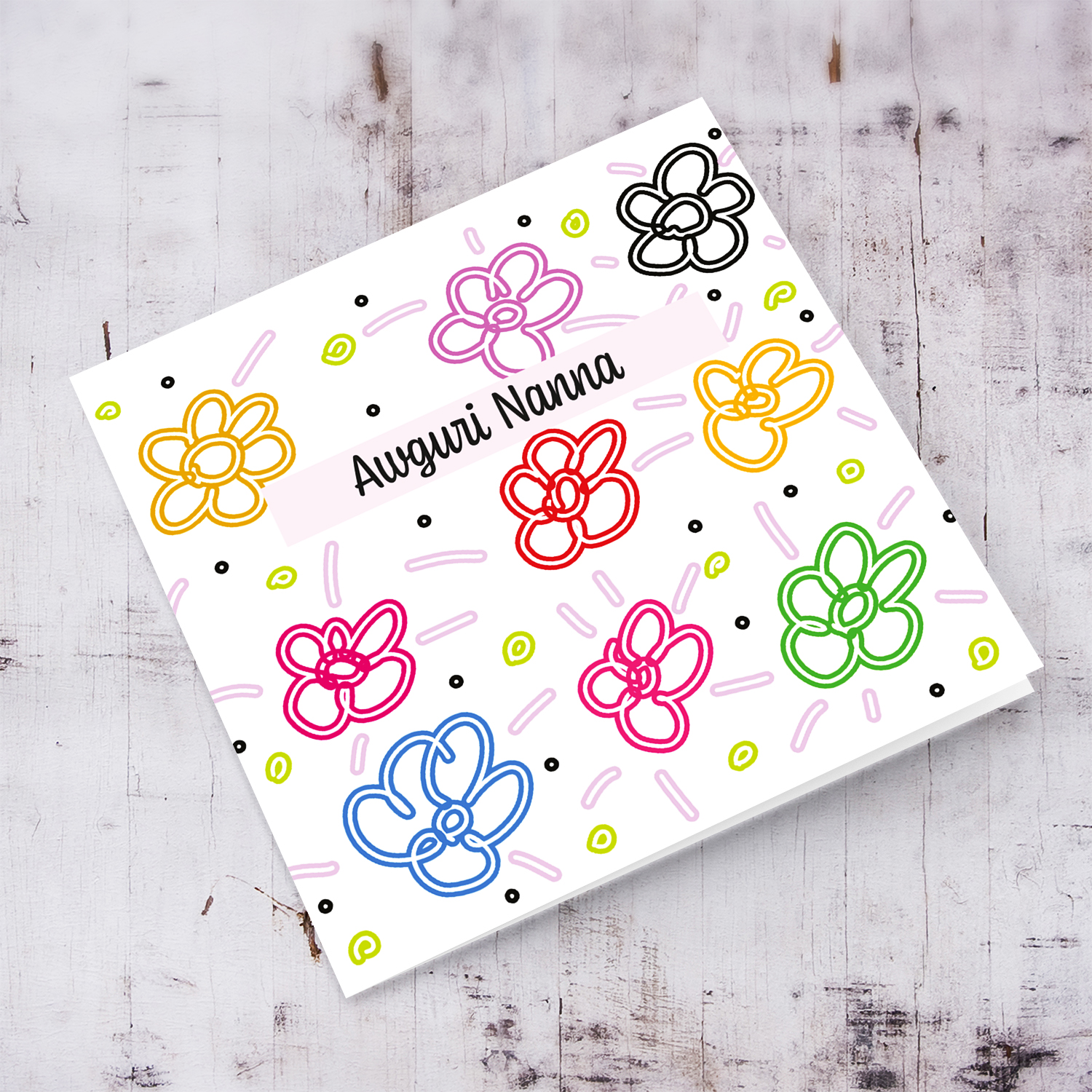 Colourful, bright coloured flowers birthday card for Grandma / Nanna in Maltese