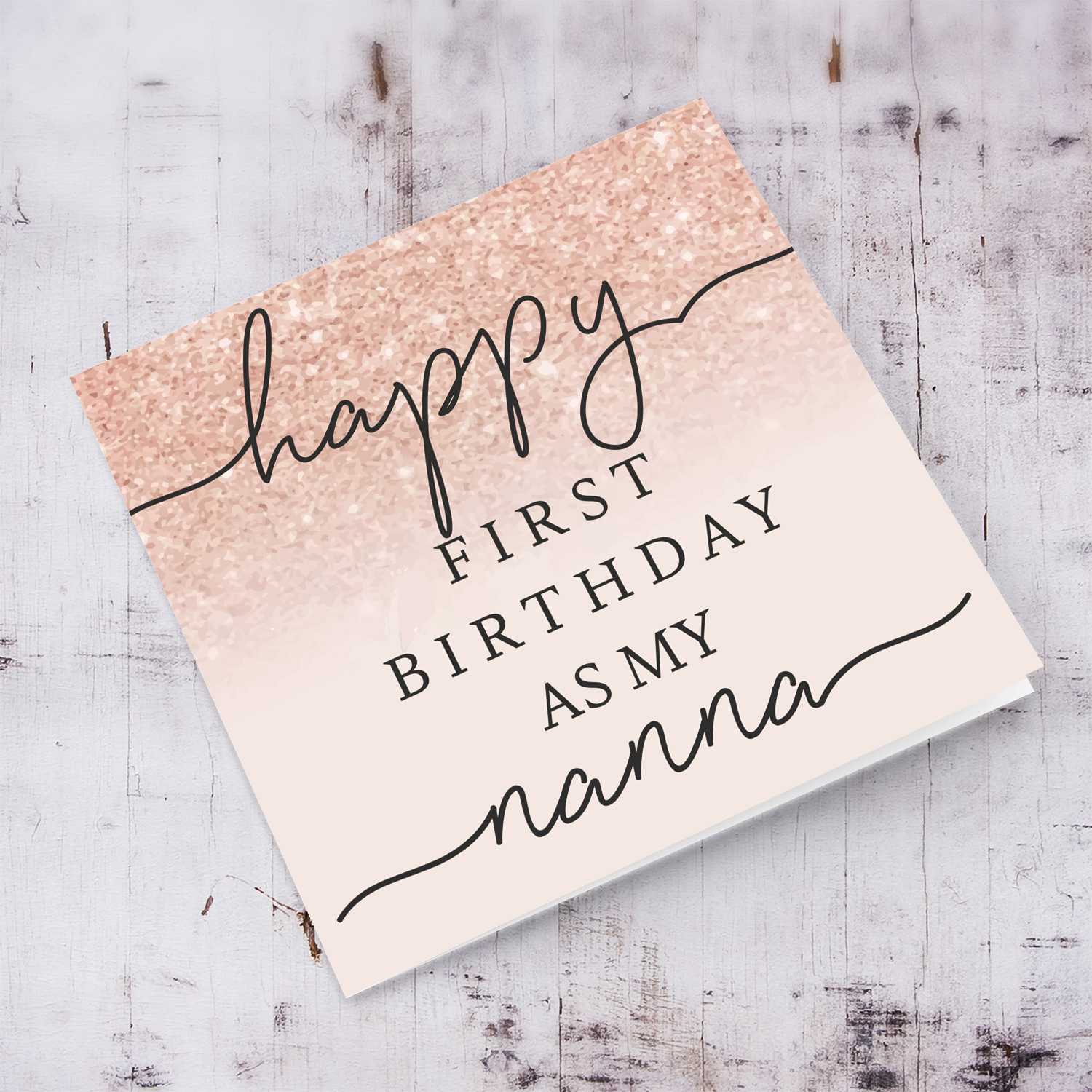 Happy First birthday as my Nanna in light pink background in English / Maltese