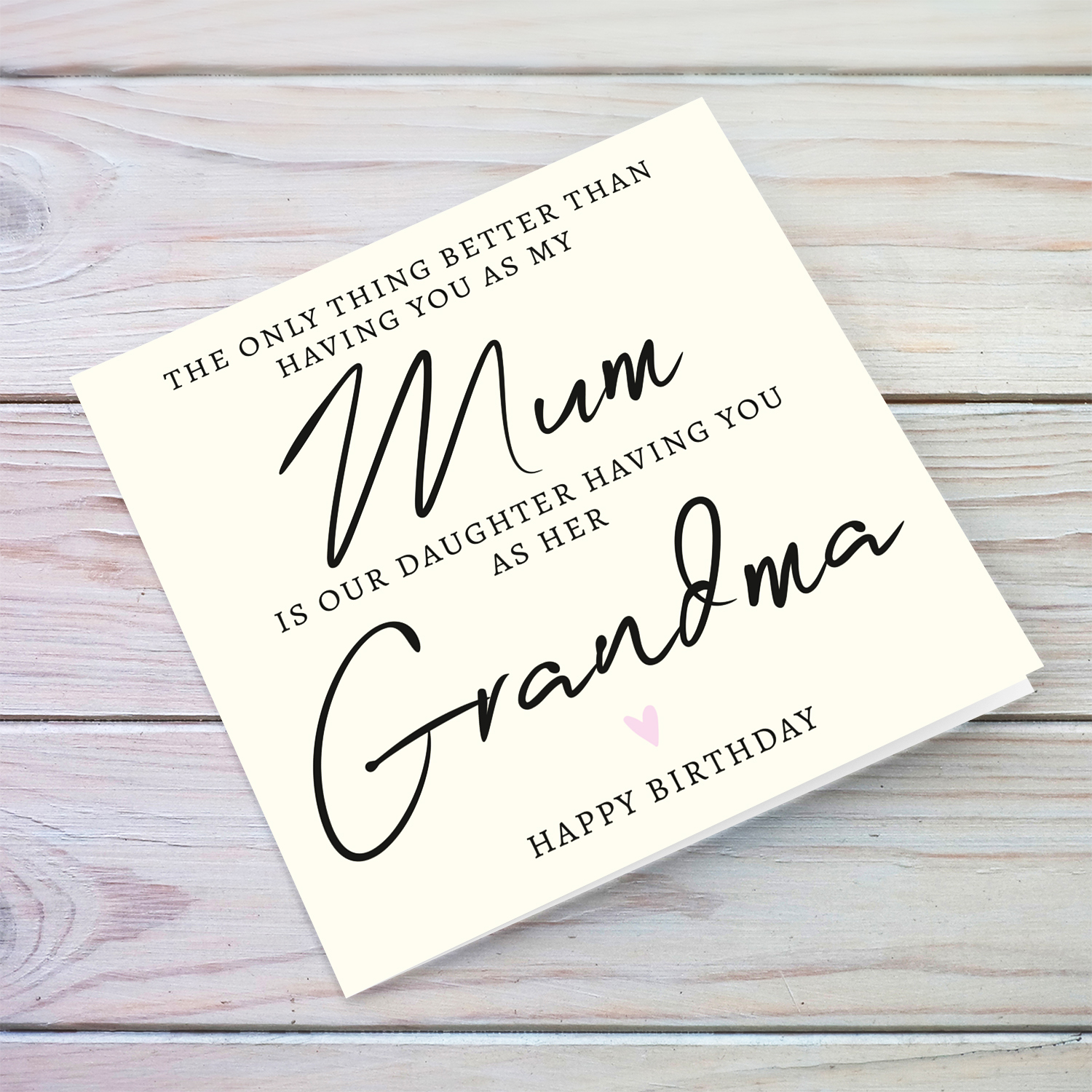 A special message birthday card for Mum & Nanna - the only thing better than having you as my mum is our daughter having you as her grandma - in English