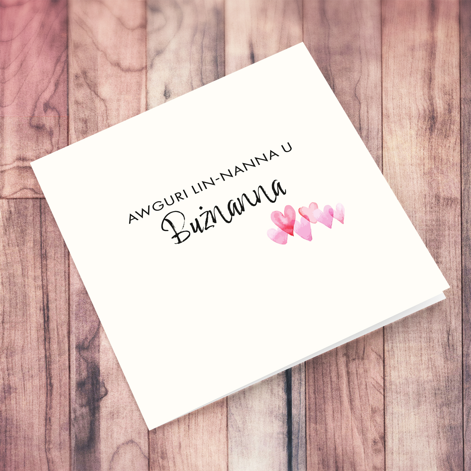 A minimalist birthday card for Grandma & Great Grandma with a pink heart detail in Maltese