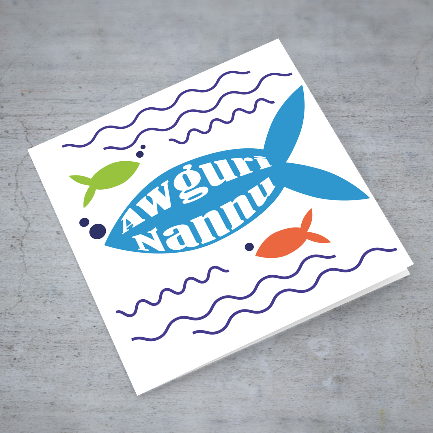 Fish themed birthday card for grandfather in Maltese