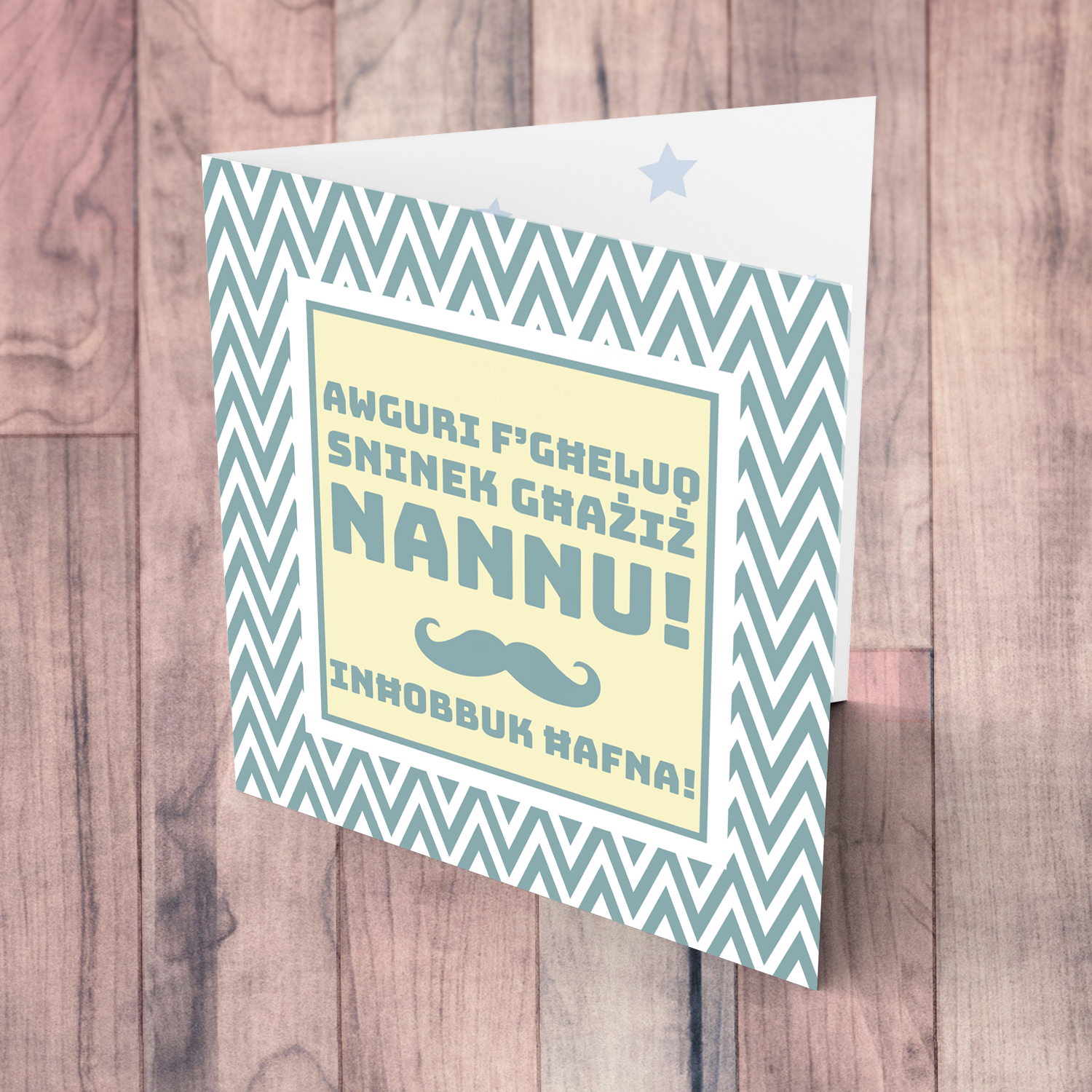 Birthday card for Grandpa with zig zag white and green background in Maltese (Plural)