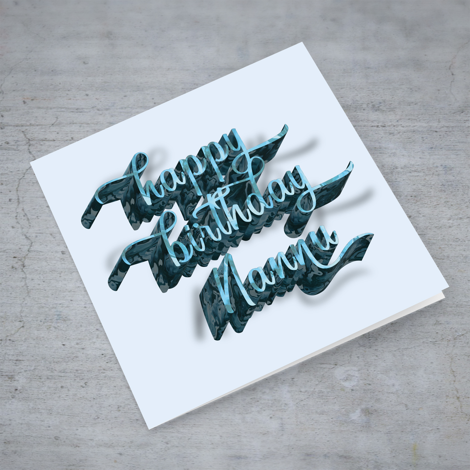 3d shaped happy birthday nannu in blue tones - birthday card for Grandpa in English