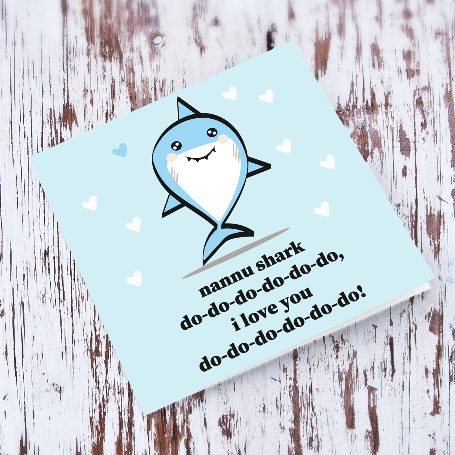 Nannu shark themed birthday card in English